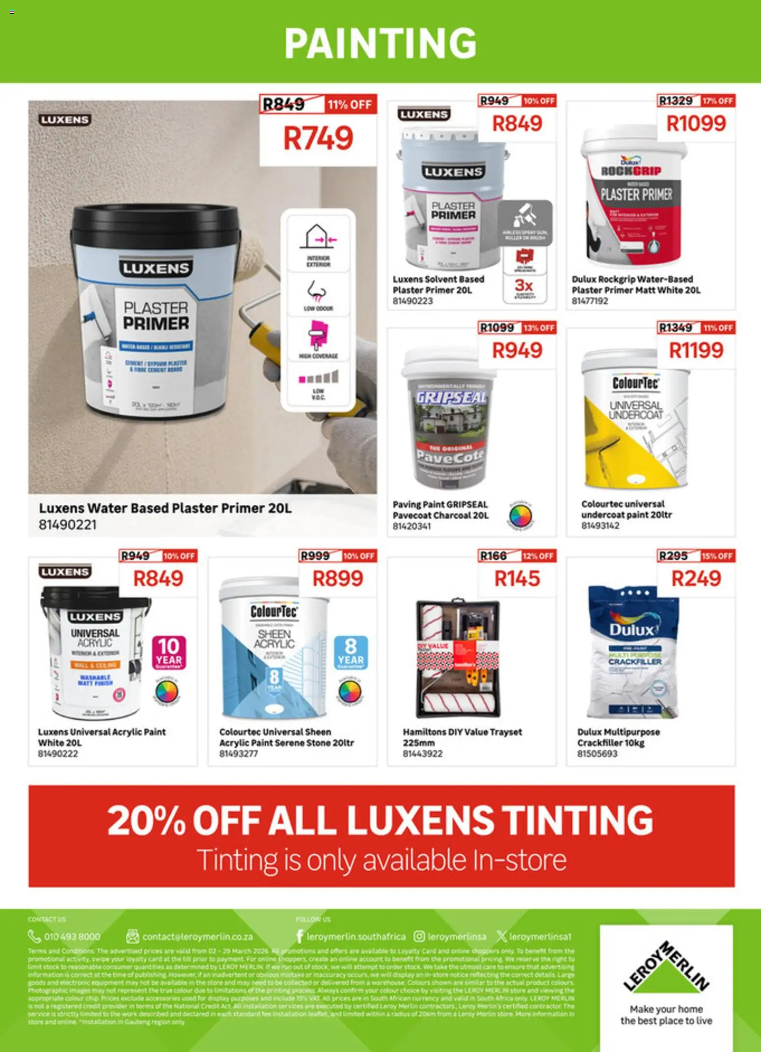 New Leroy Merlin catalogue – valid from 02.03.2026 | Page: 16 | Products: Primer, Paint, Plaster primer, Plaster