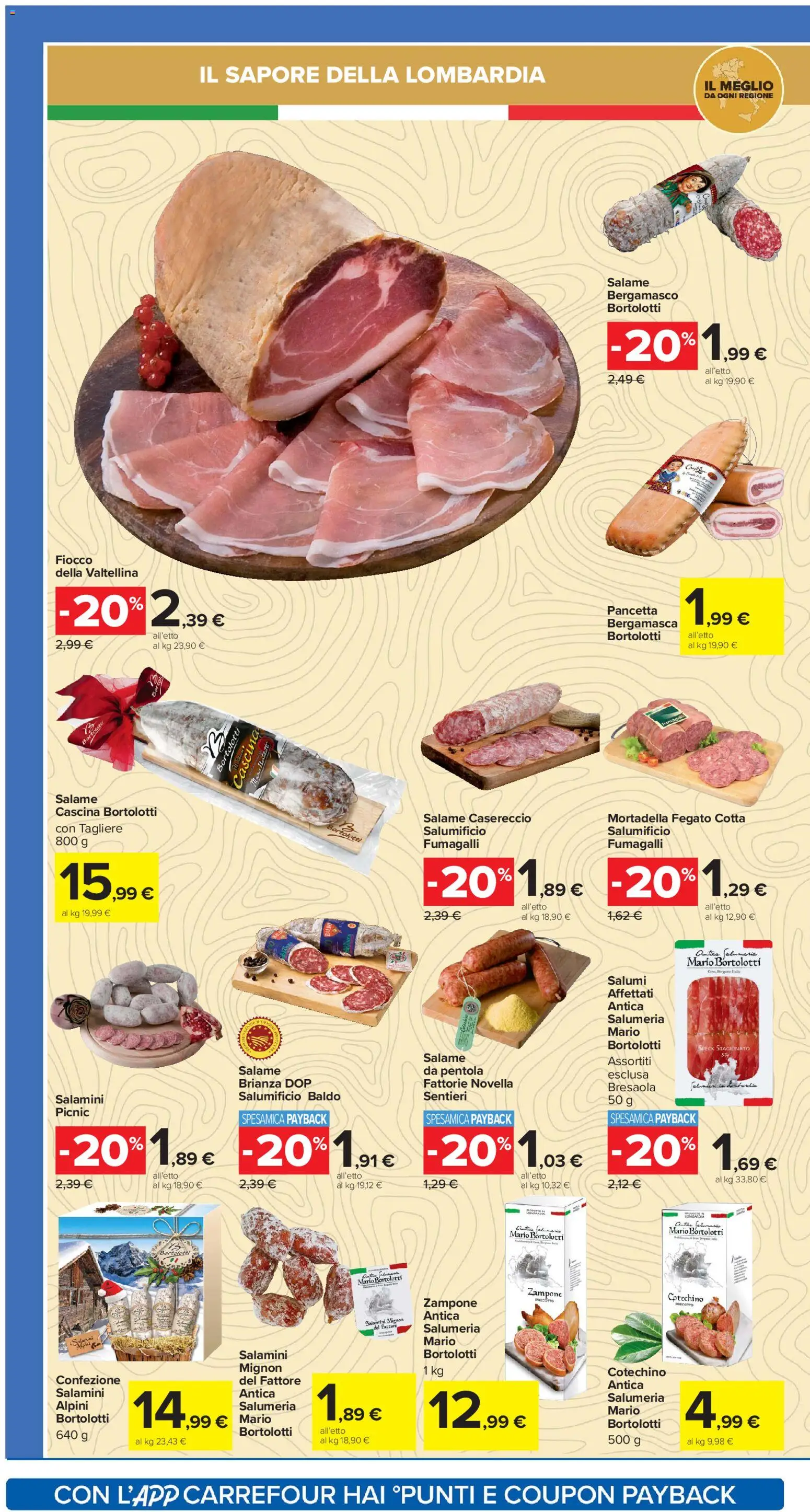 Volantino Carrefour del 16.12.2025 | Pagina: 12 | Prodotti: Salame, Bresaola, Mortadella, Cotechino