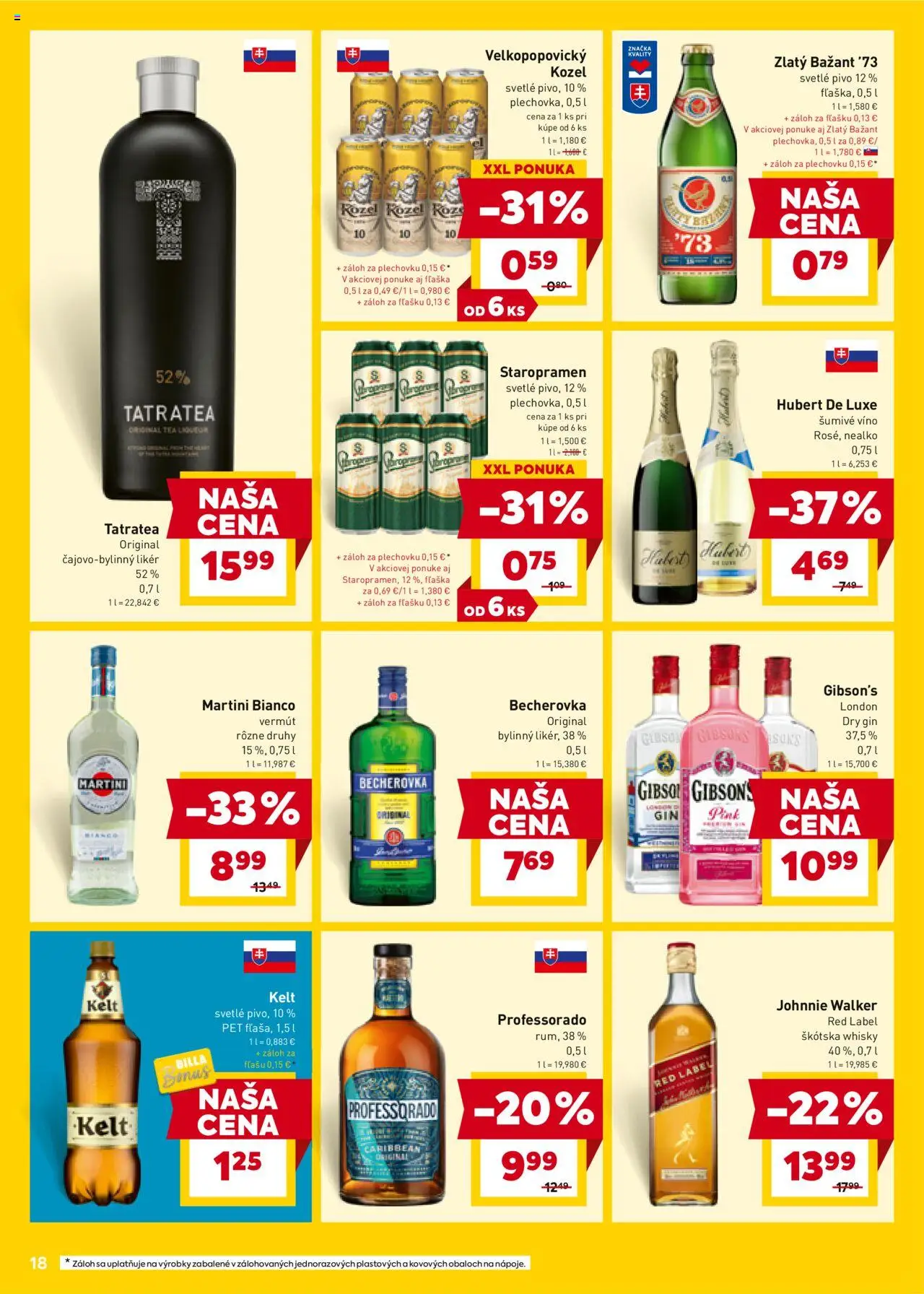 Nové Billa akcie – leták je platný od 10.09.2025 | Strana: 18 | Produkty: Pivo, Kelt, Staropramen, Hubert de Luxe