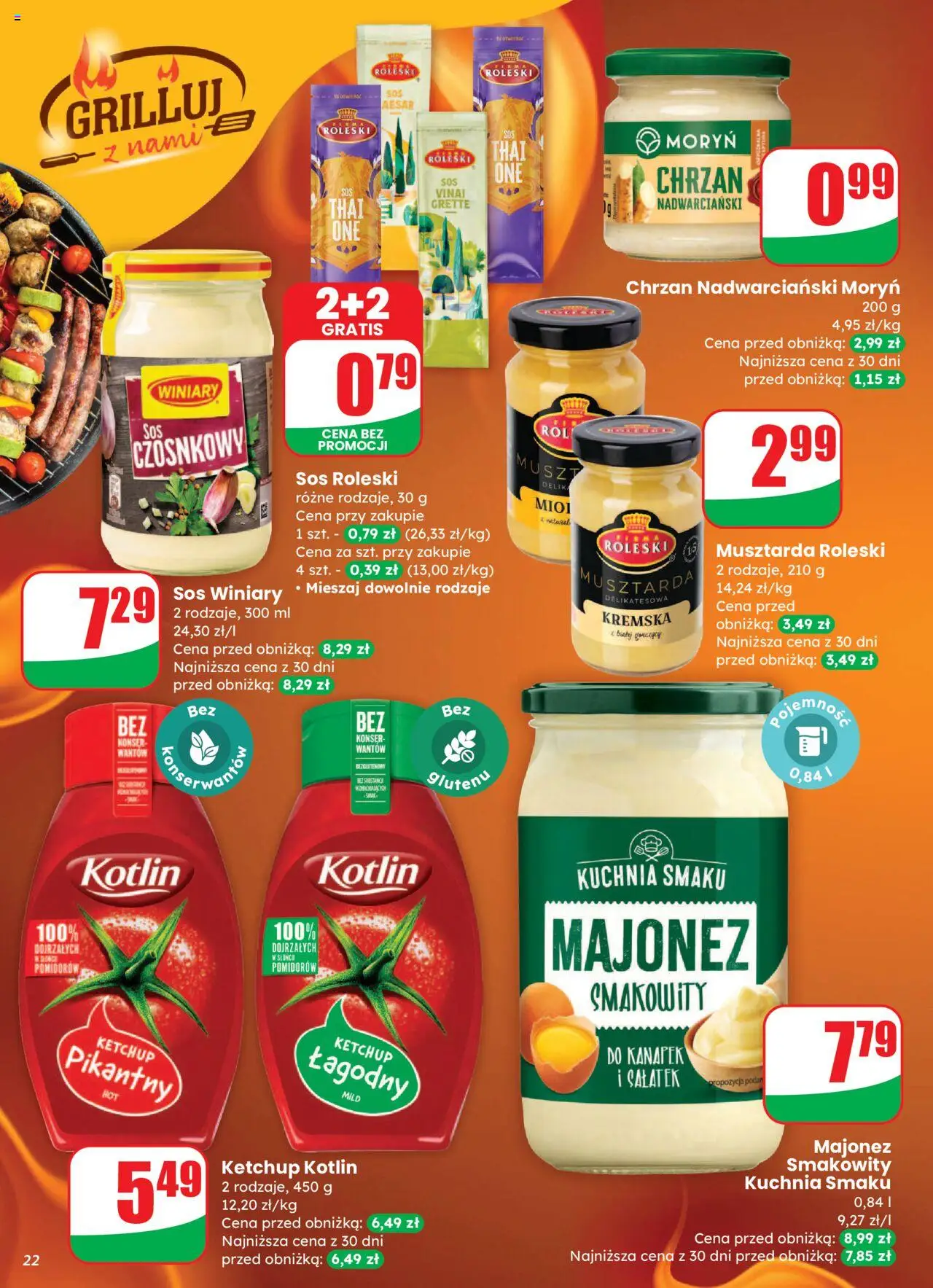 Dino Gazetka od 27.08.2025 | Strona: 22 | Produkty: Ketchup, Musztarda, Chrzan, Sos