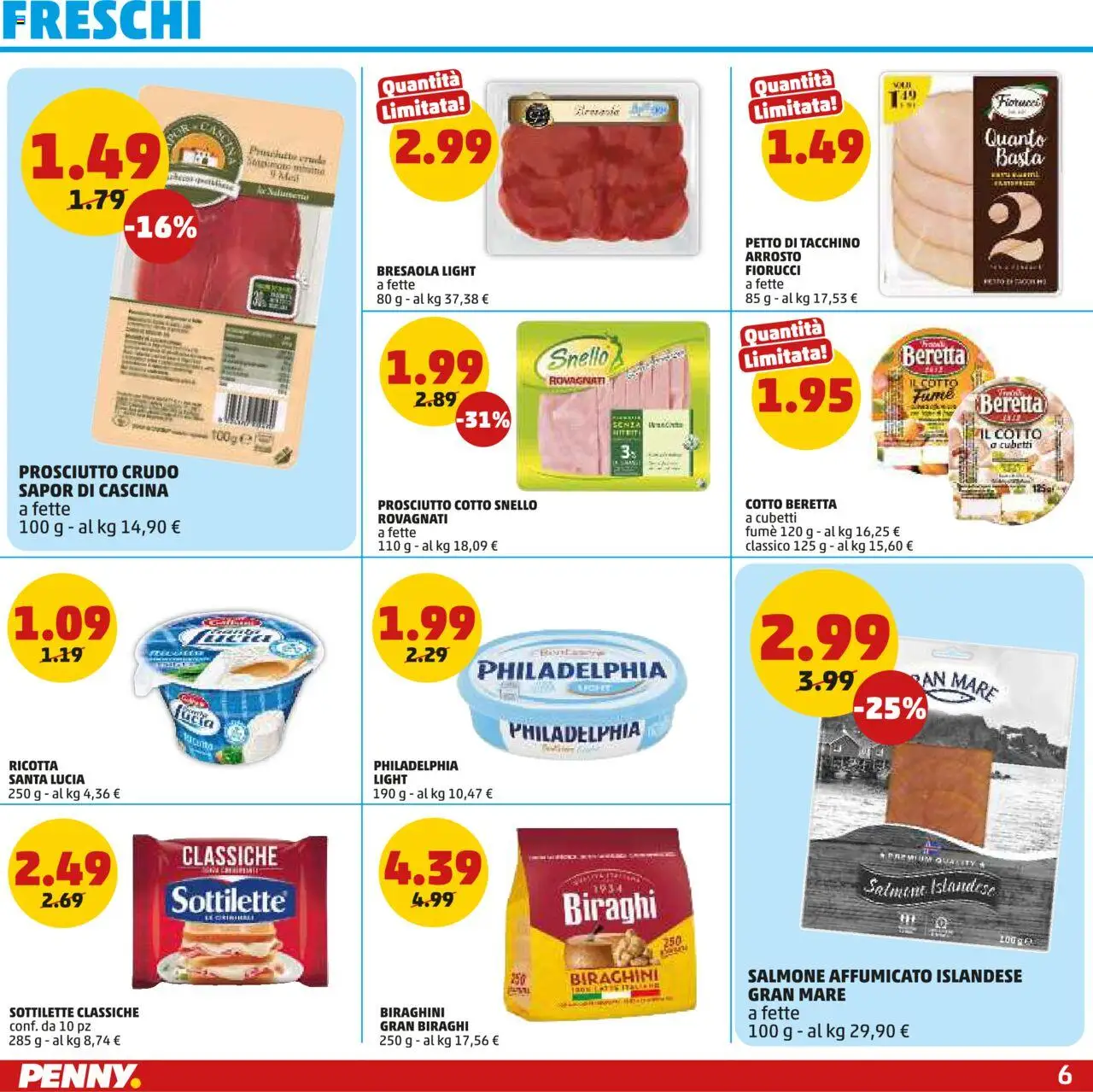 Volantino PENNY del 19.06.2025 | Pagina: 6 | Prodotti: Arrosto, Prosciutto Crudo, Salmone, Prosciutto
