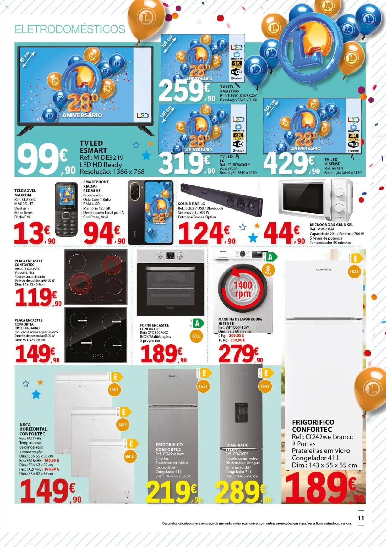 E.Leclerc - Aniversário Santa Maria da Feira │ válido de 24.07.2025 | Página: 11 | Produtos: Rádio, Congelador, Telemóvel, Microondas