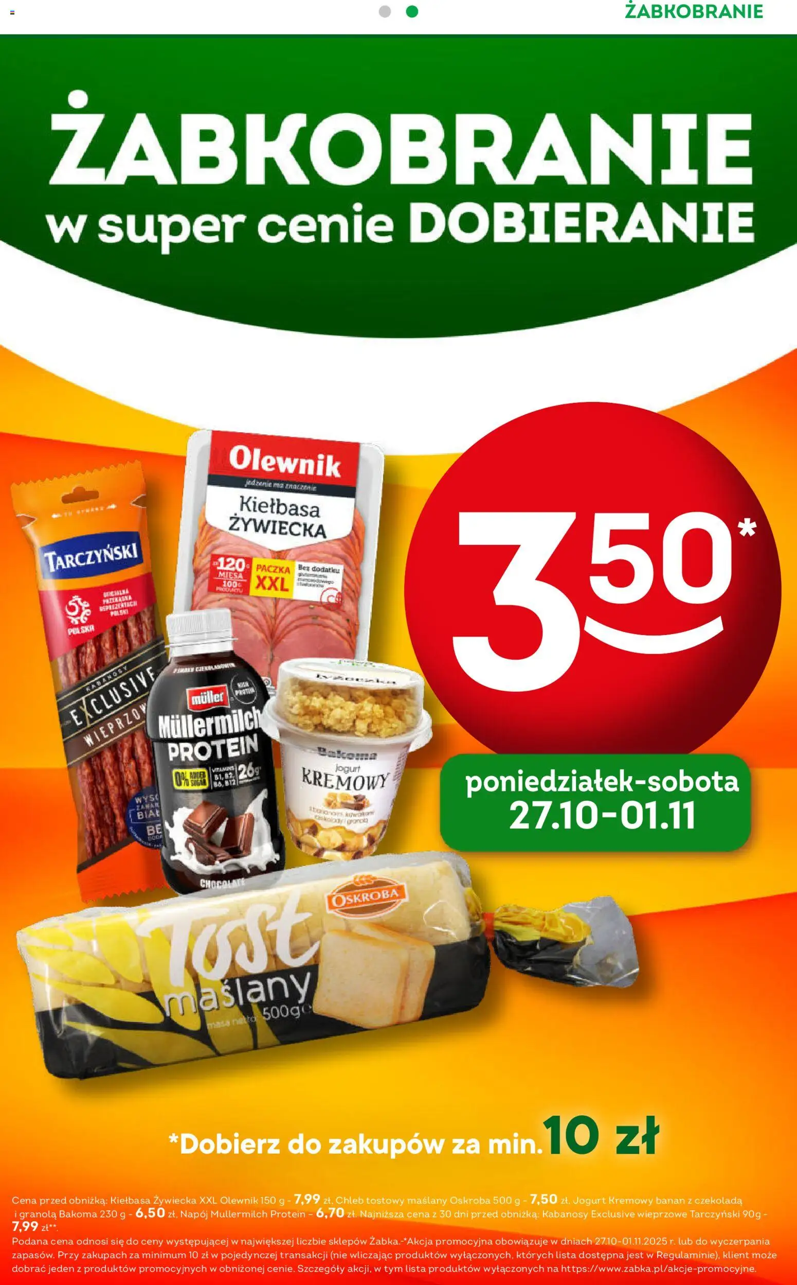 Żabka Gazetka - Codzienne produkty od 22.10.2025 | Strona: 3 | Produkty: Chleb tostowy, Kabanosy, Chleb, Czekolada