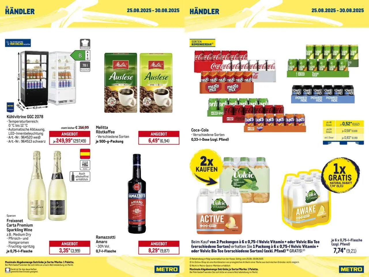 Metro Wochen-Angebote Händler - gültig ab dem 25.08.2025 | Seite: 2 | Produkte: Freixenet, Pfirsich, Volvic, Ramazzotti