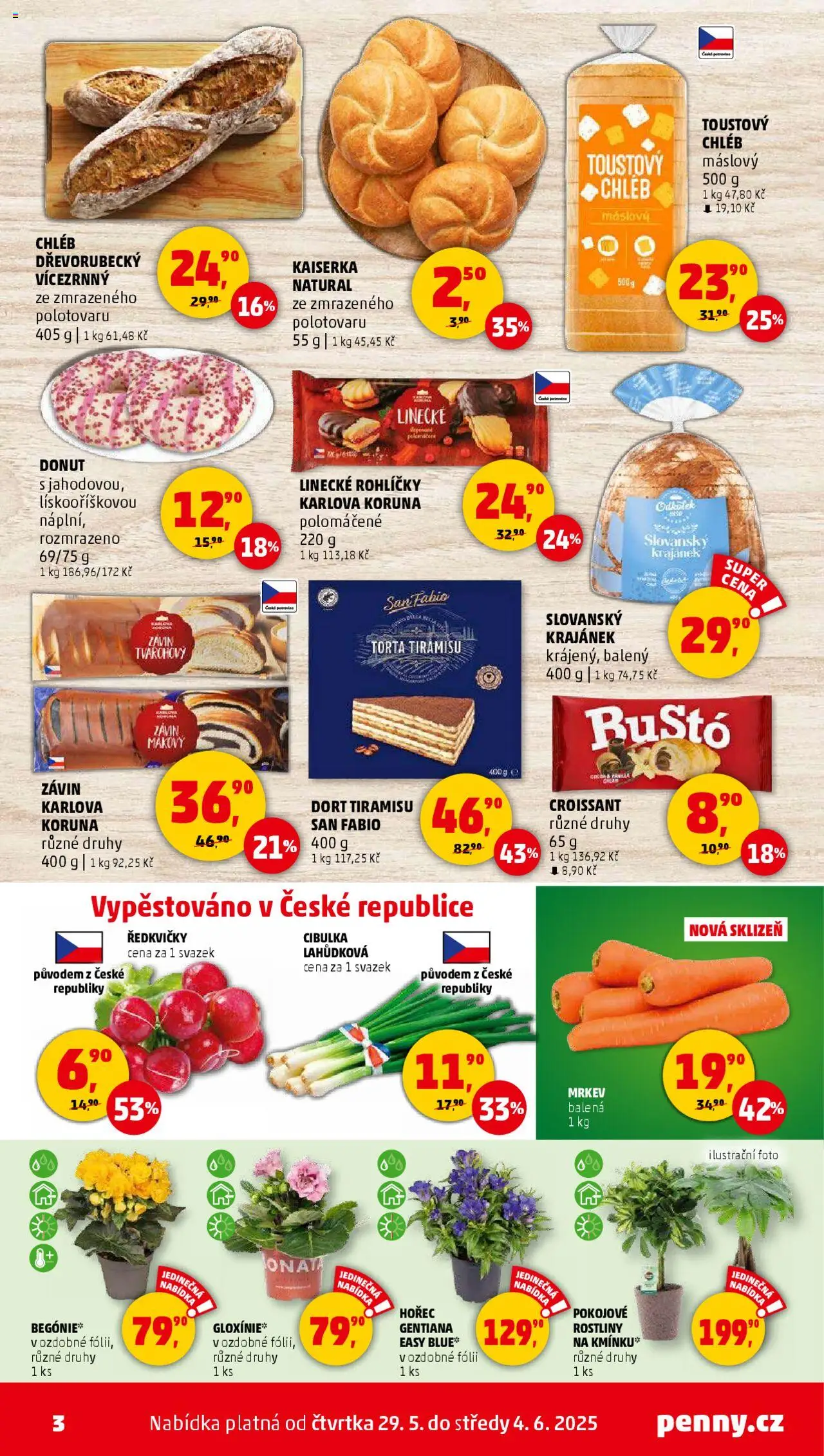 Penny Market leták - Čtvrtečník od 29.05.2025 | Strana: 3 | Produkty: Kaiserka, Tiramisu, Croissant, Ředkvičky