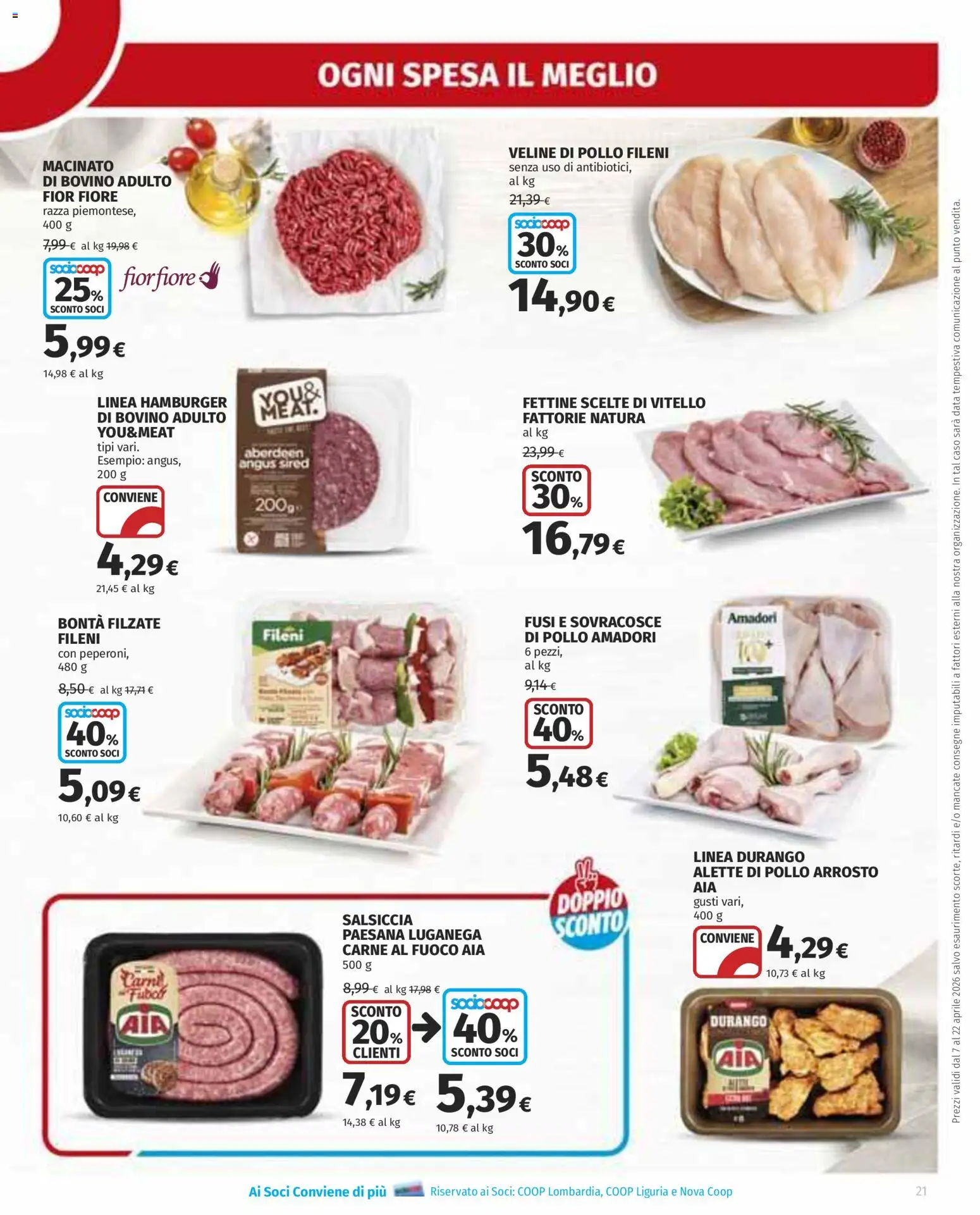 Volantino Ipercoop del 07.04.2026 | Pagina: 21 | Prodotti: Arrosto, Veline, Data, Vitello