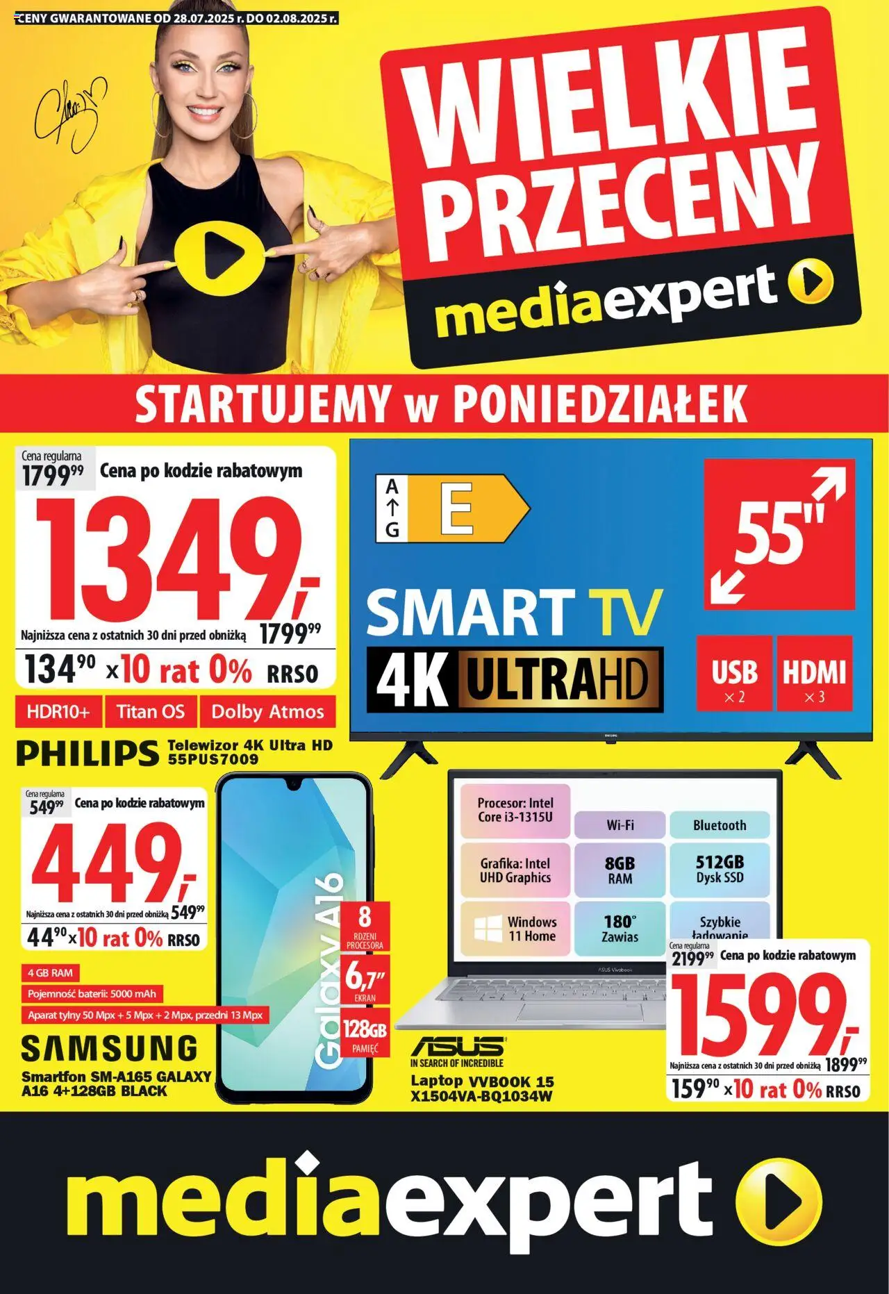 Mediaexpert Gazetka - Wielkie przeceny Żary, ul. Ułańska 1 od 28.07.2025 | Strona: 1 | Produkty: Smartfon, Laptop, Telewizor, Dysk
