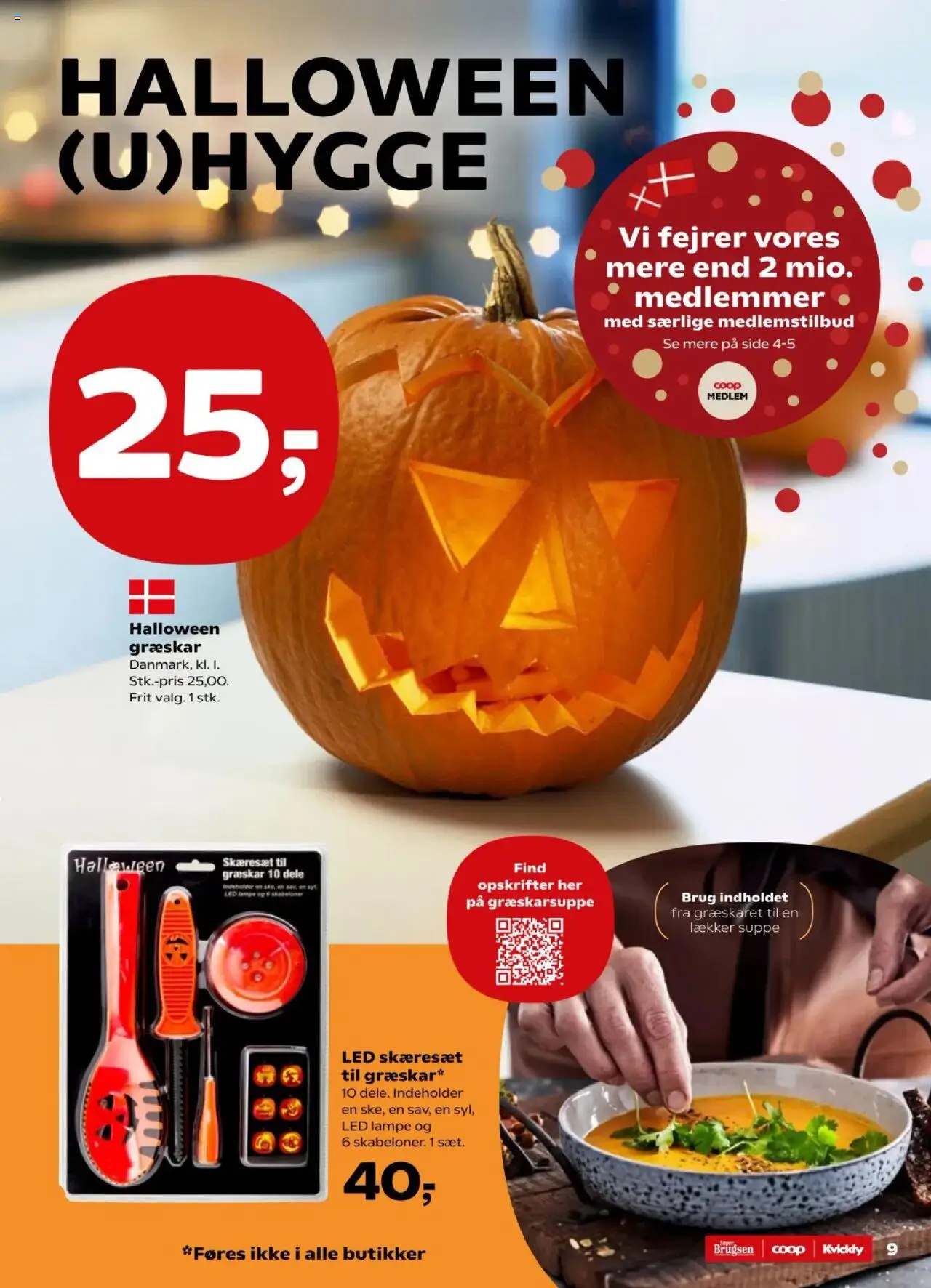 Super Brugsen tilbudsavis – gyldig fra 10.10.2025 | Side: 9 | Produkter: Græskar, Lampe, Suppe