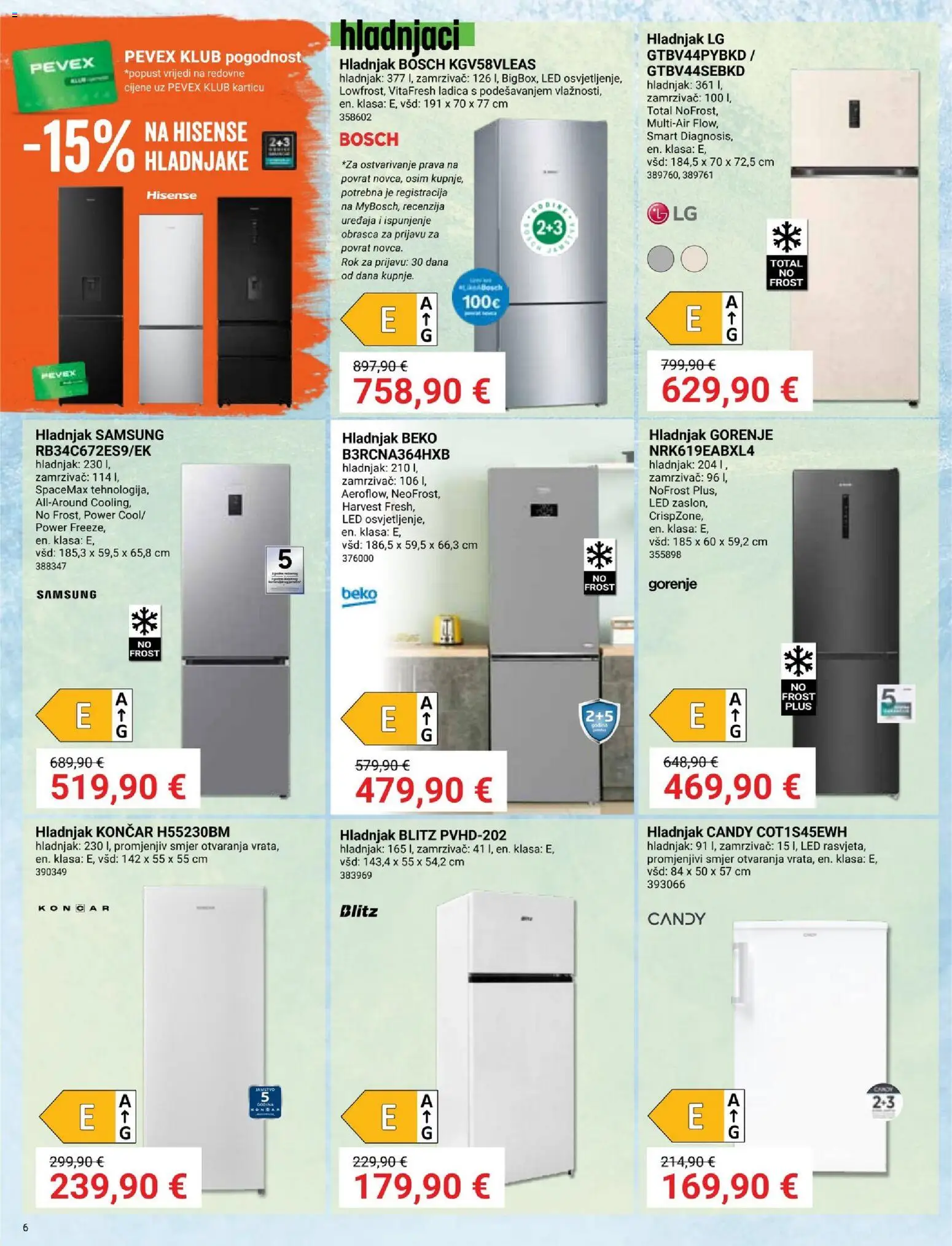Pevex katalog | vrijedi od 05.02.2026 | Stranica: 6 | Proizvodi: Hladnjak, Zamrzivač