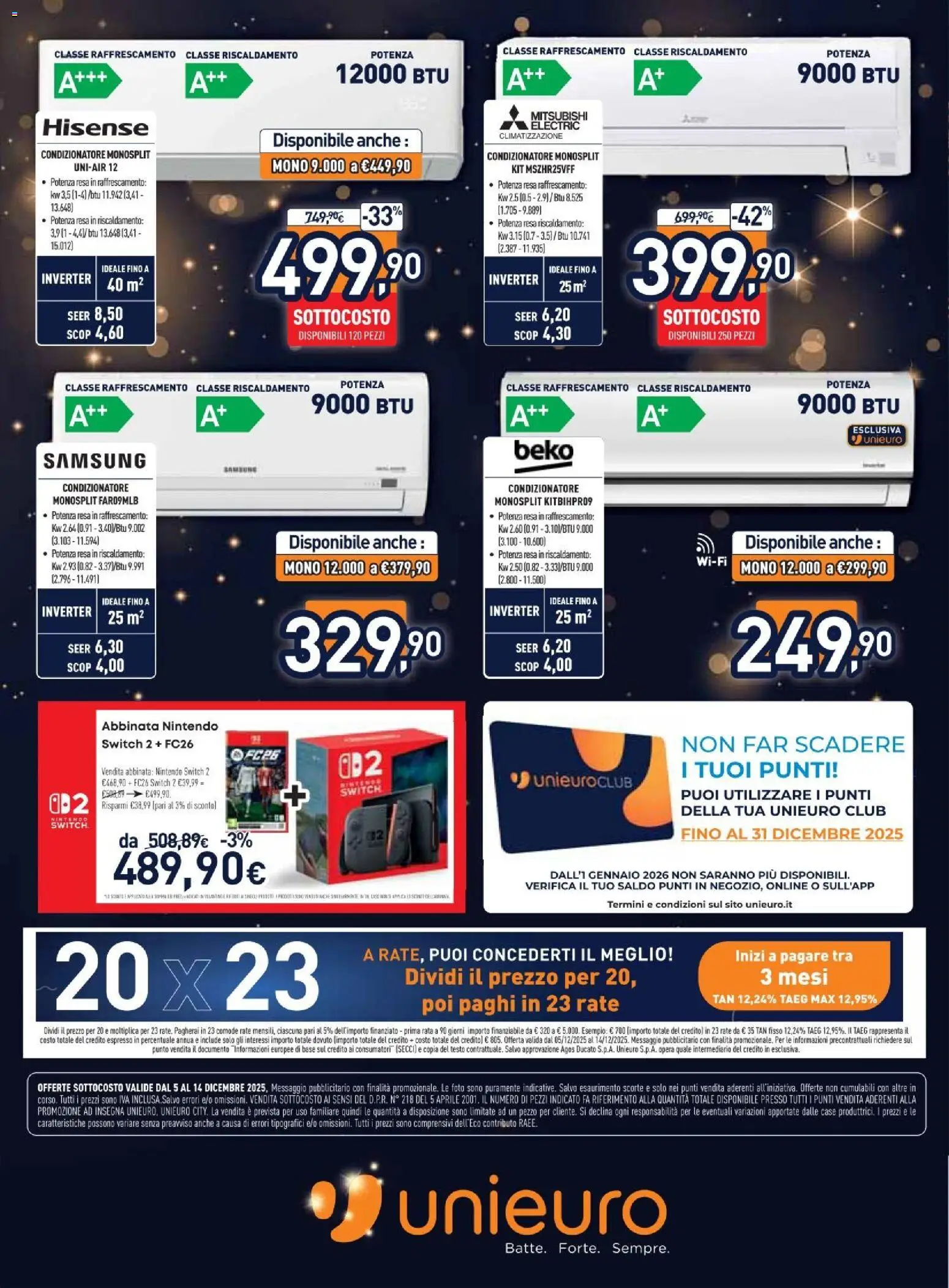 Volantino Unieuro del 05.12.2025 | Pagina: 25 | Prodotti: Condizionatore, Samsung