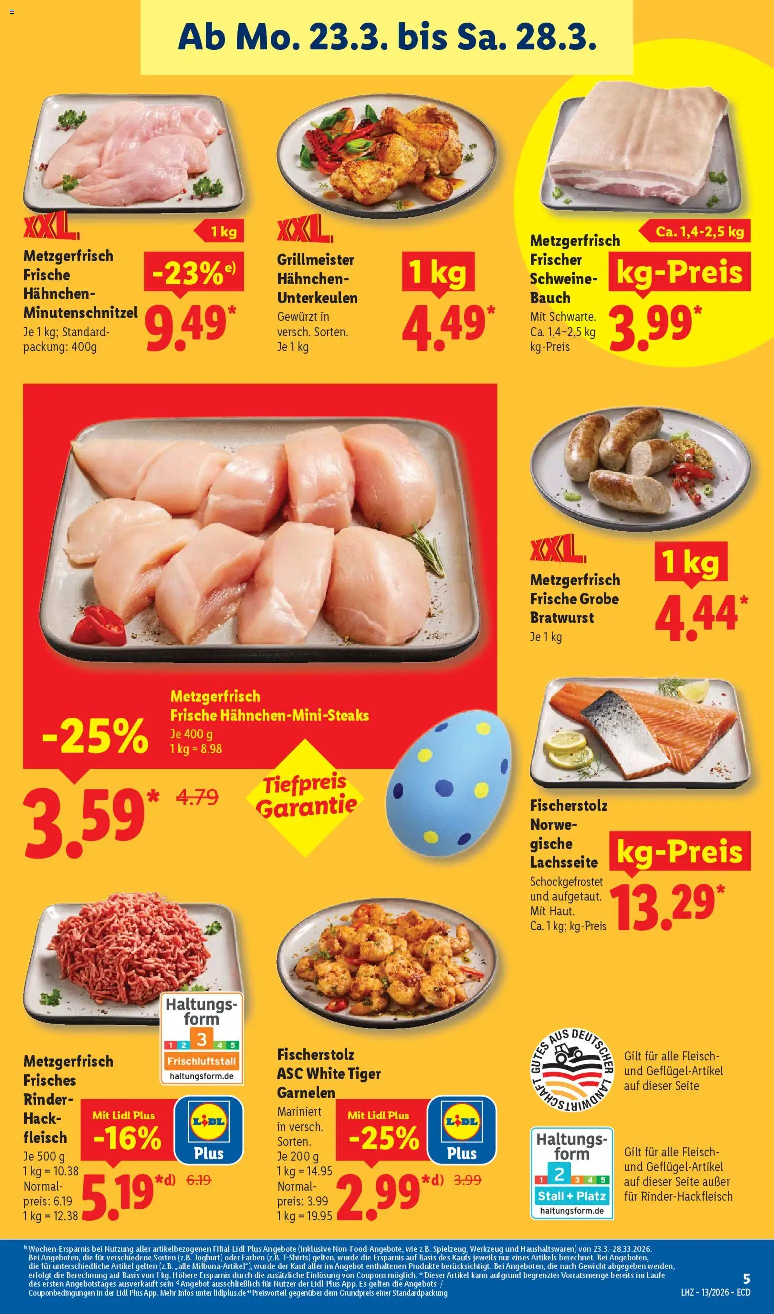 Lidl Prospekt – gültig ab 23.03.2026 | Seite: 11 | Produkte: Hahnchen, Joghurt, Bratwurst, Fleisch