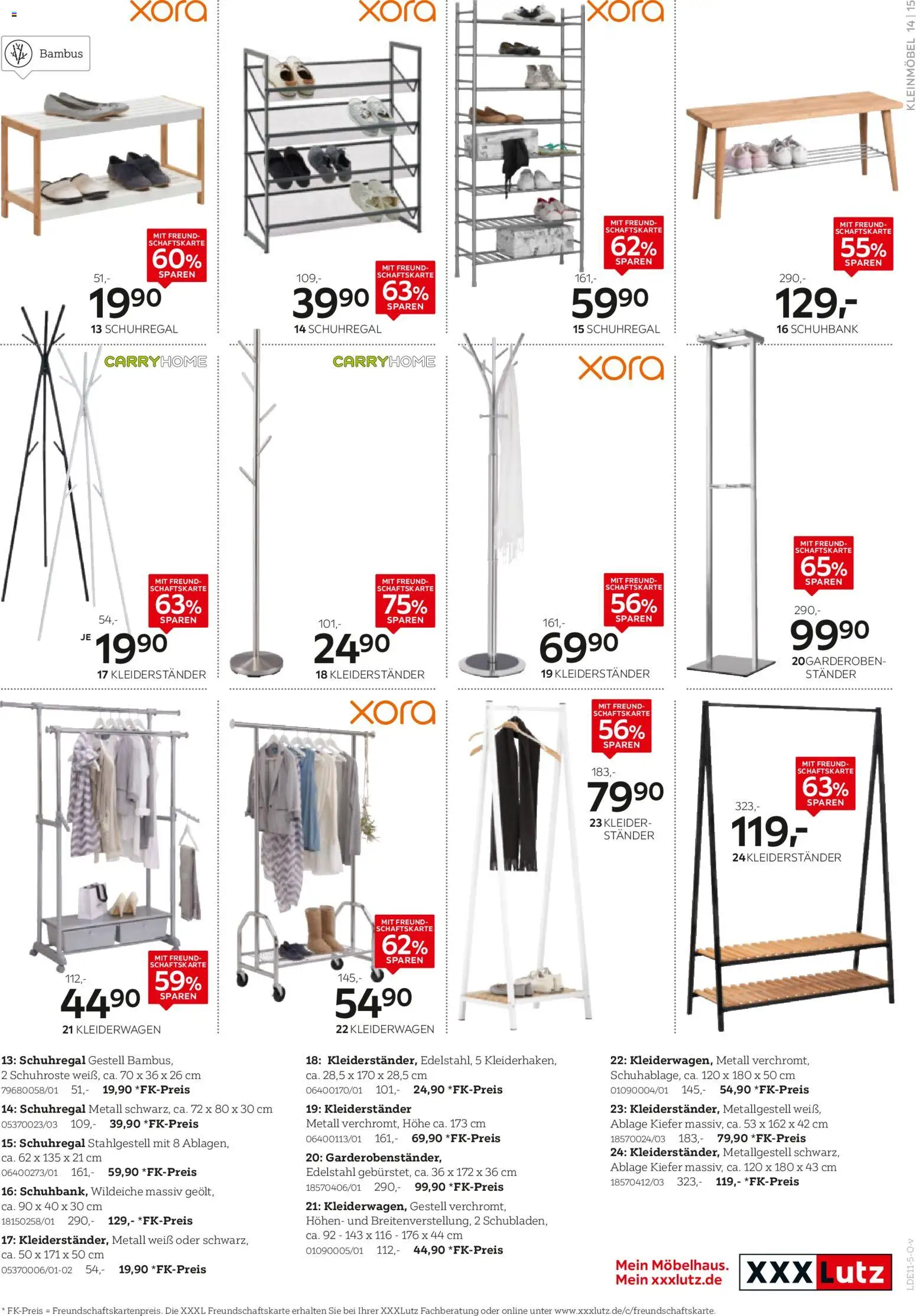 XXXL Lutz Aufbewahrung & Deko – gültig ab 16.11.2025 | Seite: 15 | Produkte: Kleiderständer, Schuhregal, Schuhbank