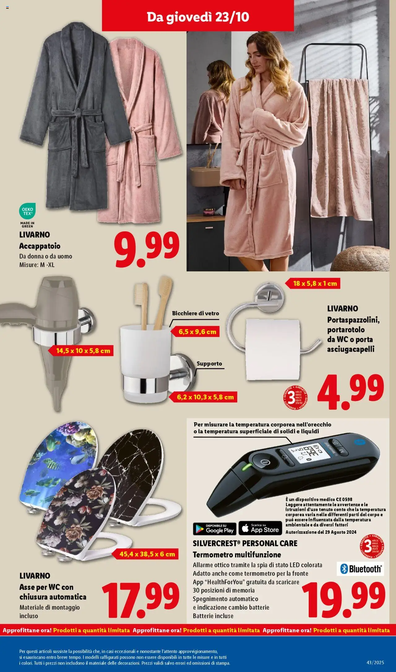 Volantino Lidl del 20.10.2025 | Pagina: 45 | Prodotti: Termometro, Asciugacapelli, WC, Batterie