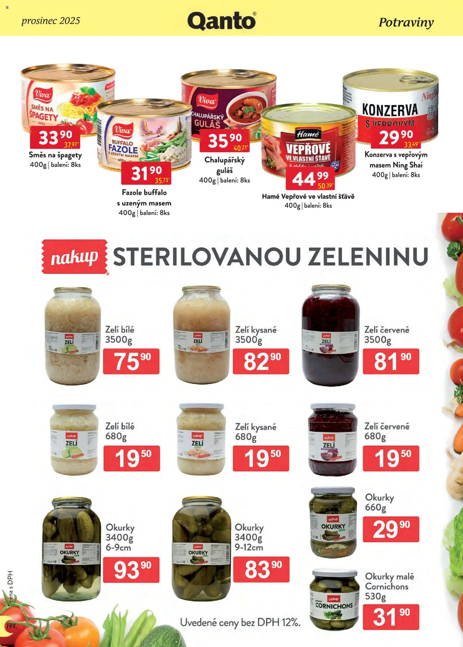 Astur & Qanto leták - Velkoobchod 12/2025 od 01.12.2025 | Strana: 144 | Produkty: Okurky, Špagety, Potraviny, Kysané zelí