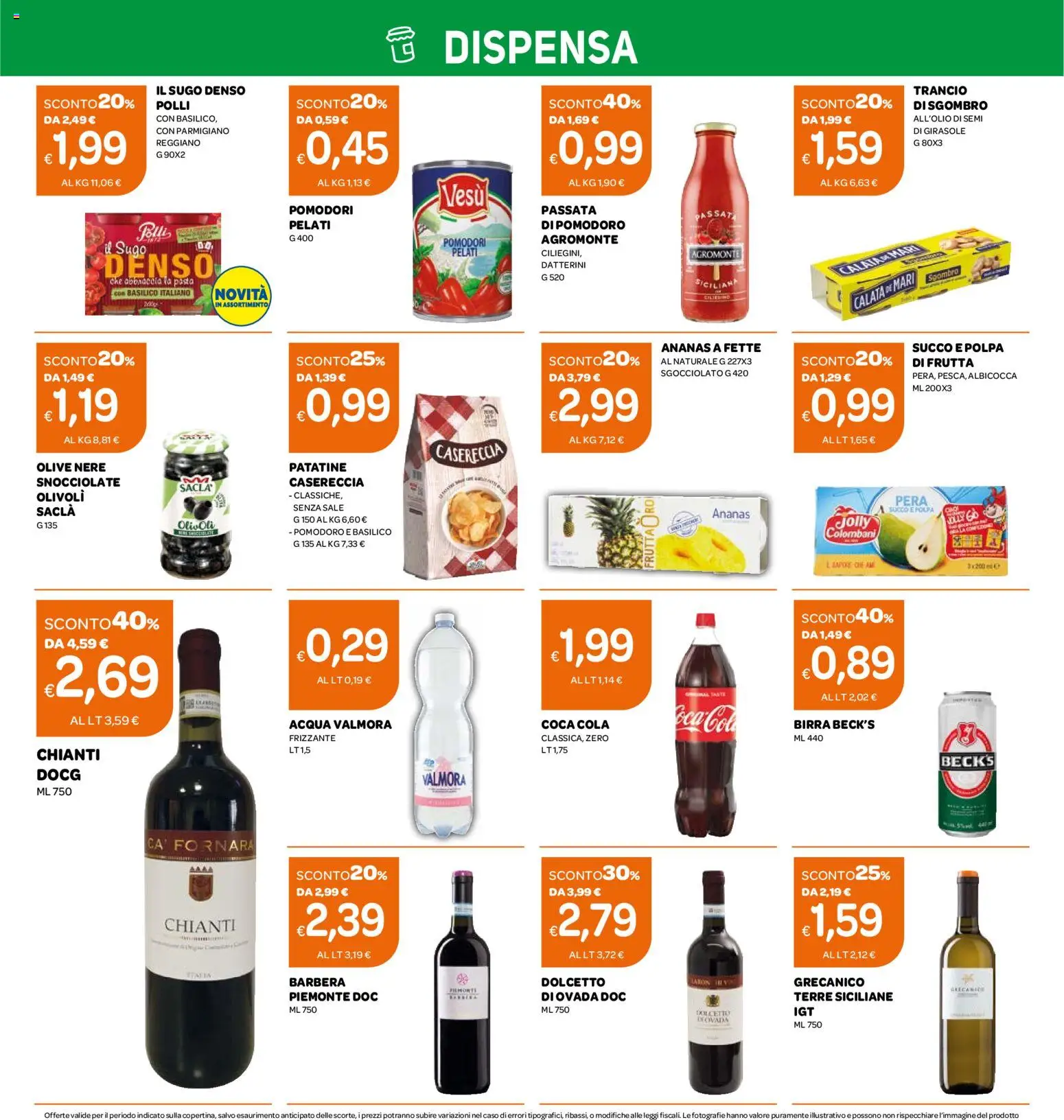 Volantino Ekom del 02.01.2026 | Pagina: 4 | Prodotti: Patatine, Olive, Pomodori, Coca Cola