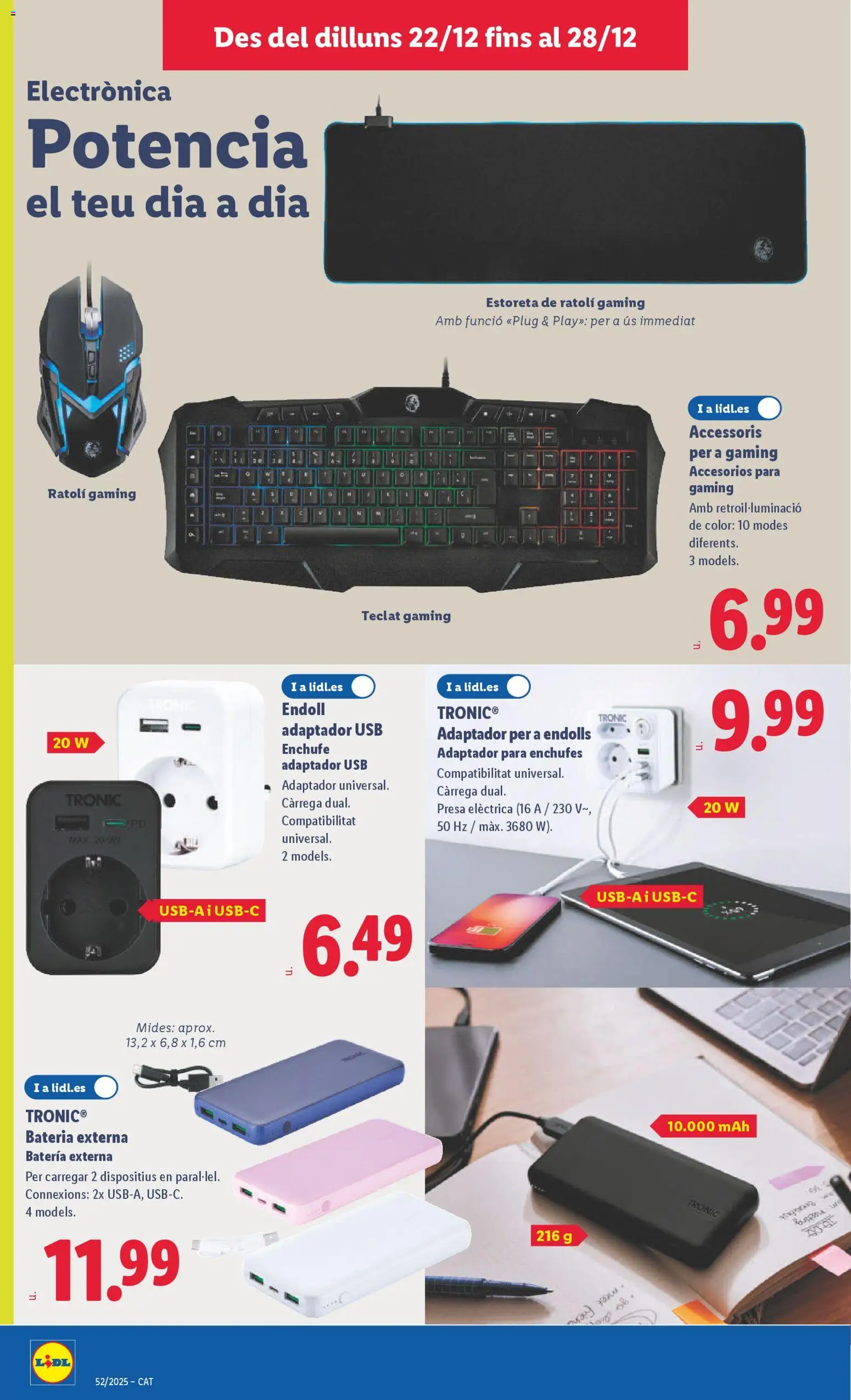 Lidl folleto de bazar │ válido desde el 22.12.2025 | Página: 16 | Productos: Mouse, USB, Enchufe, Batería