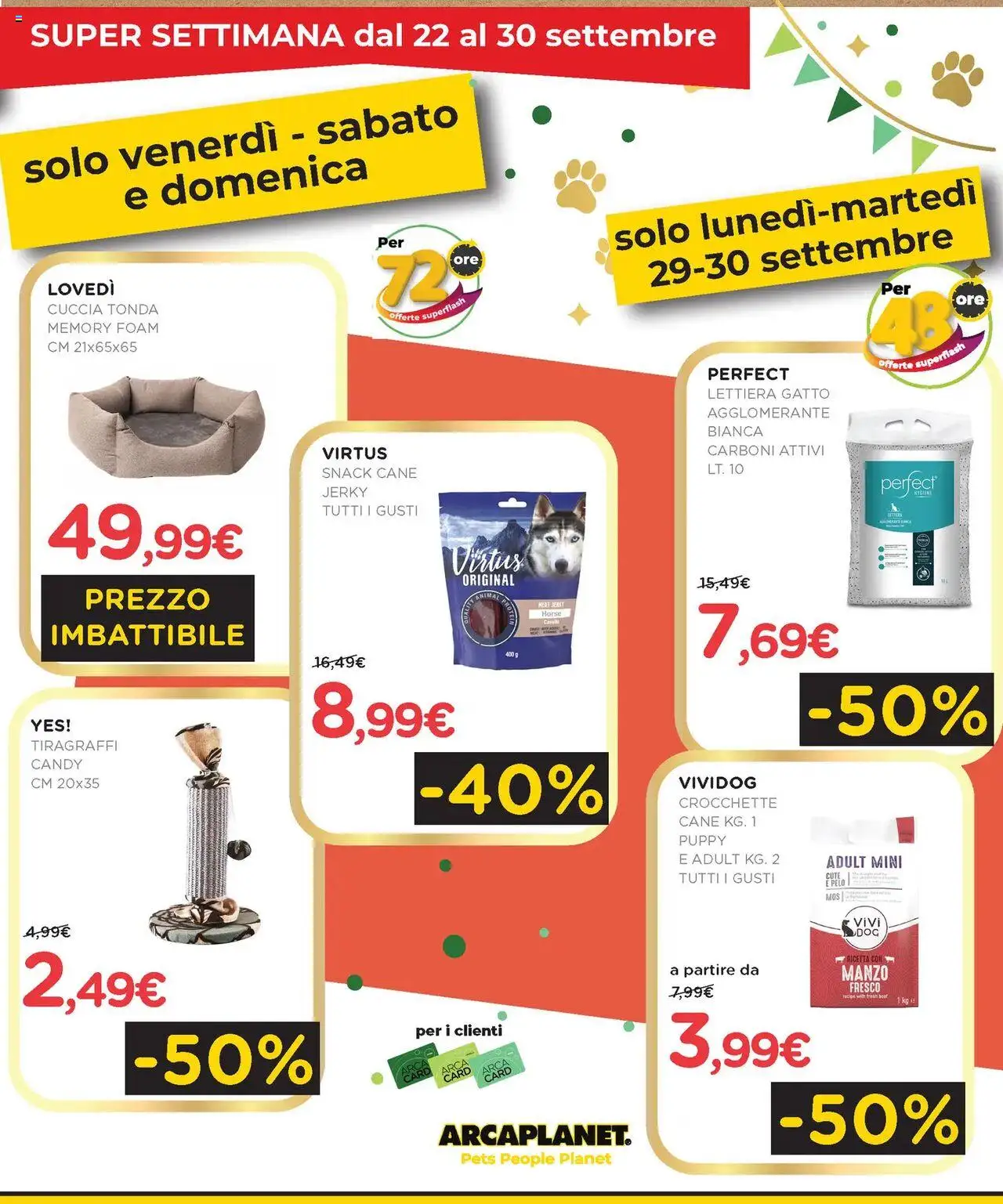 Volantino Arcaplanet del 01.10.2025 | Pagina: 3 | Prodotti: Manzo, Tiragraffi, Crocchette, Crocchette cane