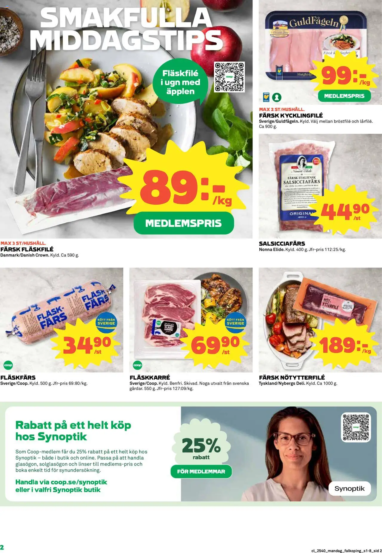Coop reklamblad aktuell från 29.09.2025 | Sida: 2 | Produkter: Linser, Kycklingfile, Fläsk, Äpplen