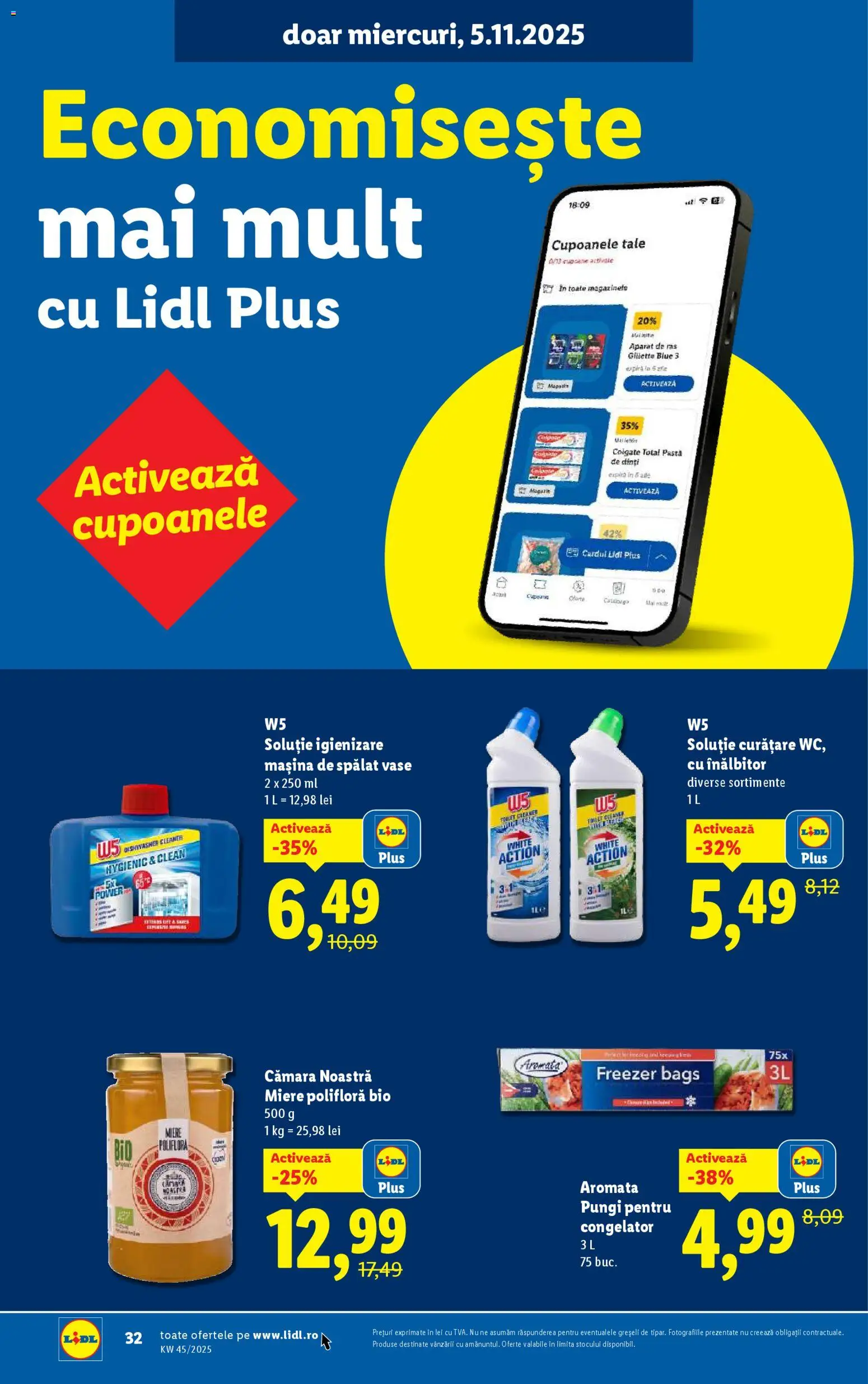 Noul catalog Lidl – valabil de la 03.11.2025 | Pagină: 32 | Produse: Şerit ödül, Congelator, Mașină De Spălat, Miere polifloră