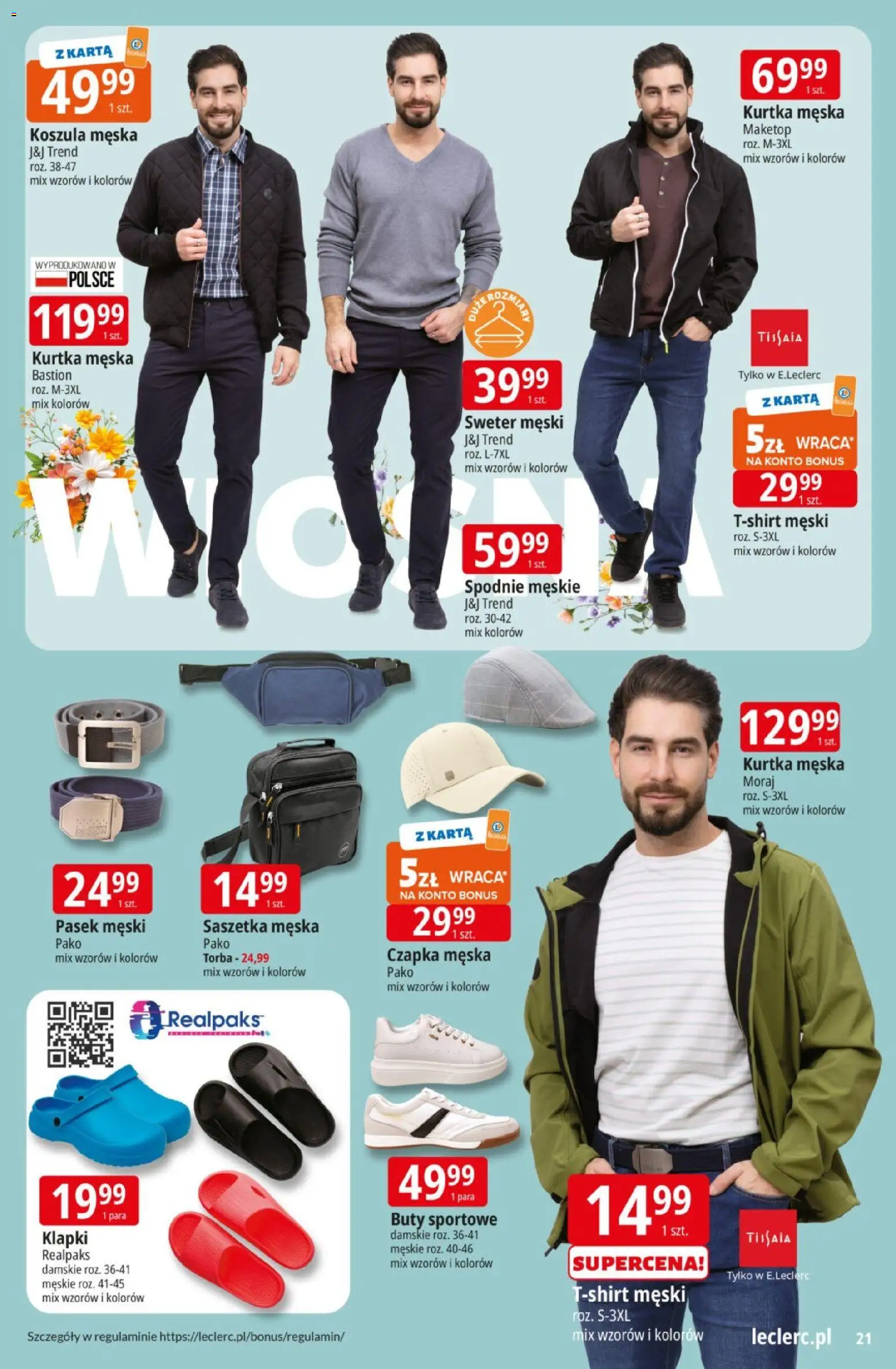 E.Leclerc gazetka od 10.03.2026 | Strona: 21 | Produkty: Buty sportowe, Sweter, Czapka, Pasek
