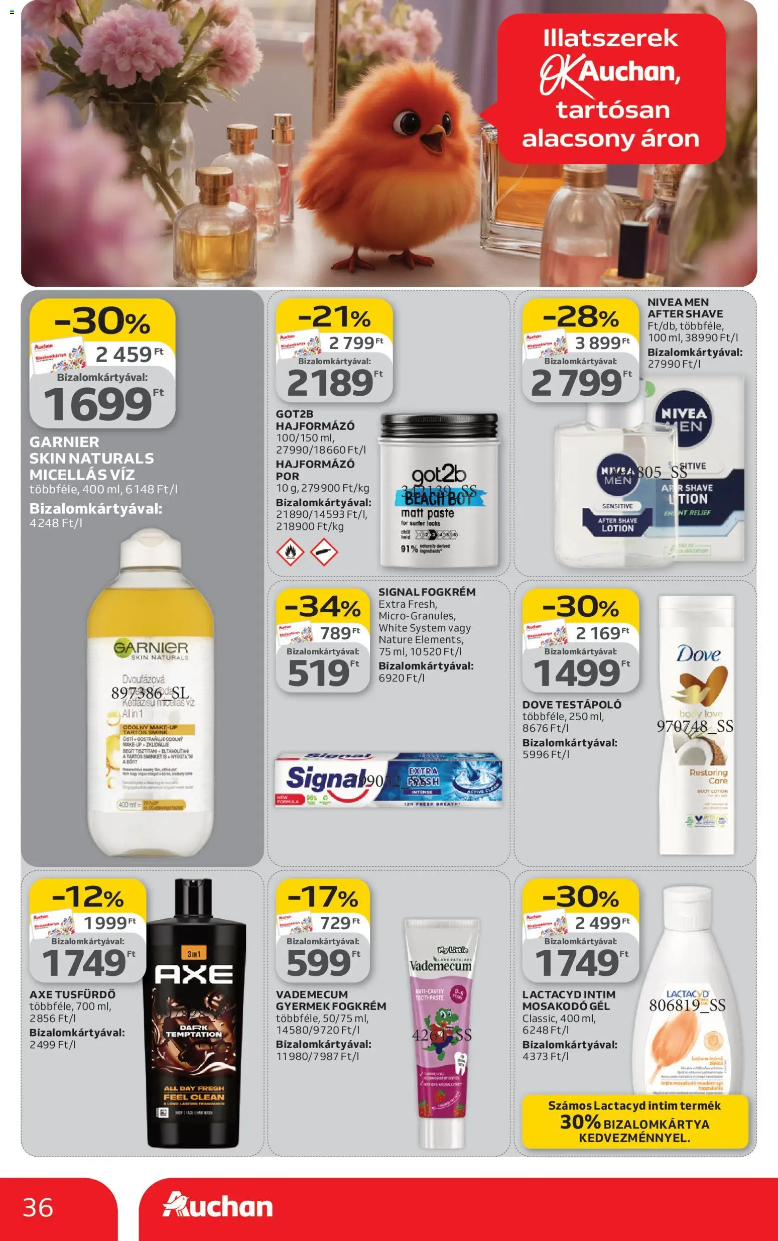 Auchan akciós ujság - amely érvényes a következő dátumtól: 19.02.2026 | Oldal: 36 | Termékek: Body, Smink, Testápoló, Fogkrém