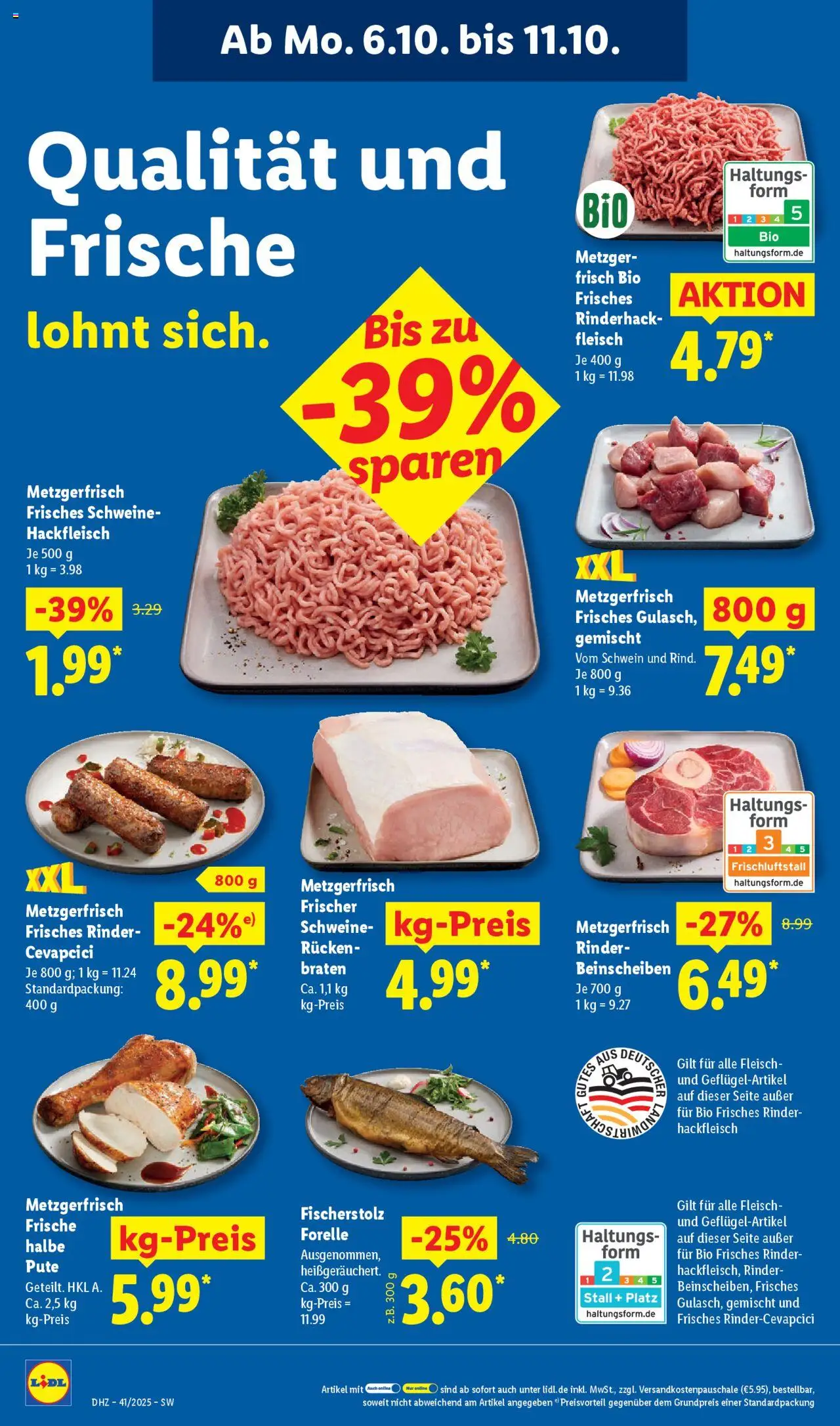 Lidl Prospekt Nagold – gültig ab 06.10.2025 | Seite: 10 | Produkte: Pute, Cevapcici, Fleisch, Hackfleisch