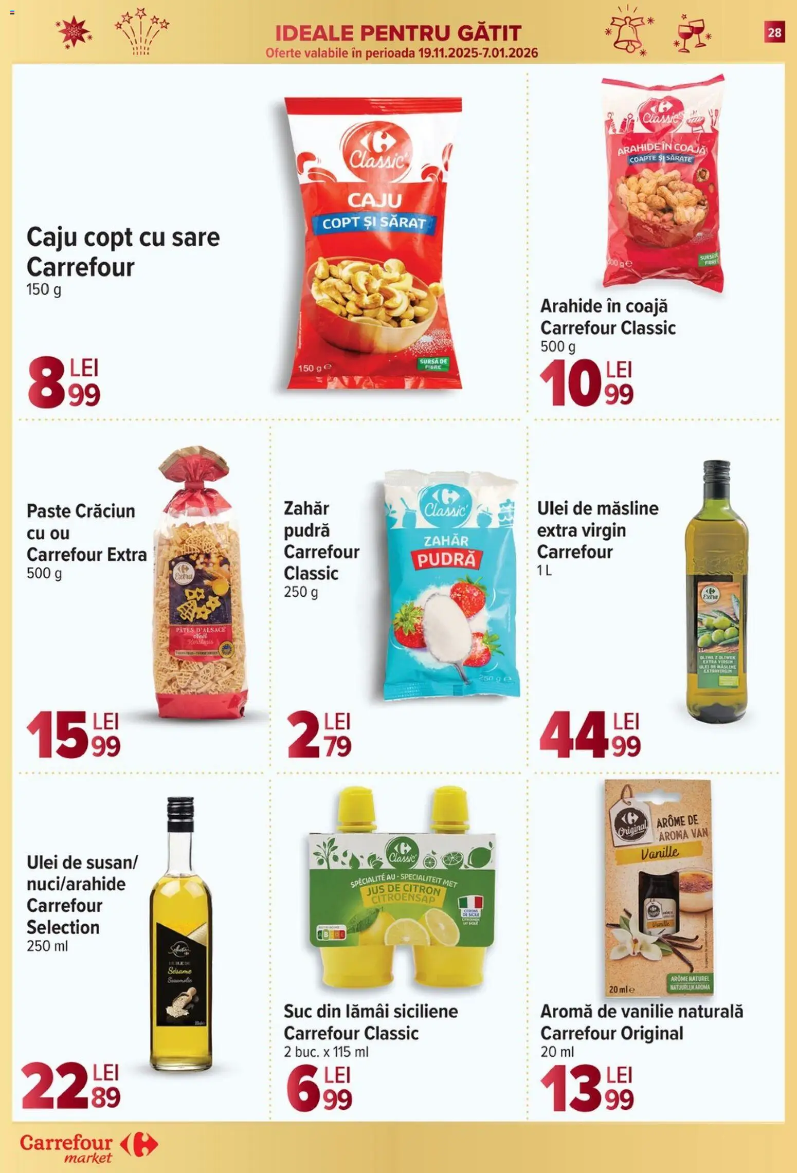 Noul catalog Carrefour – valabil de la 27.12.2025 | Pagină: 28 | Produse: Ulei, Suc, Caju, Zahăr