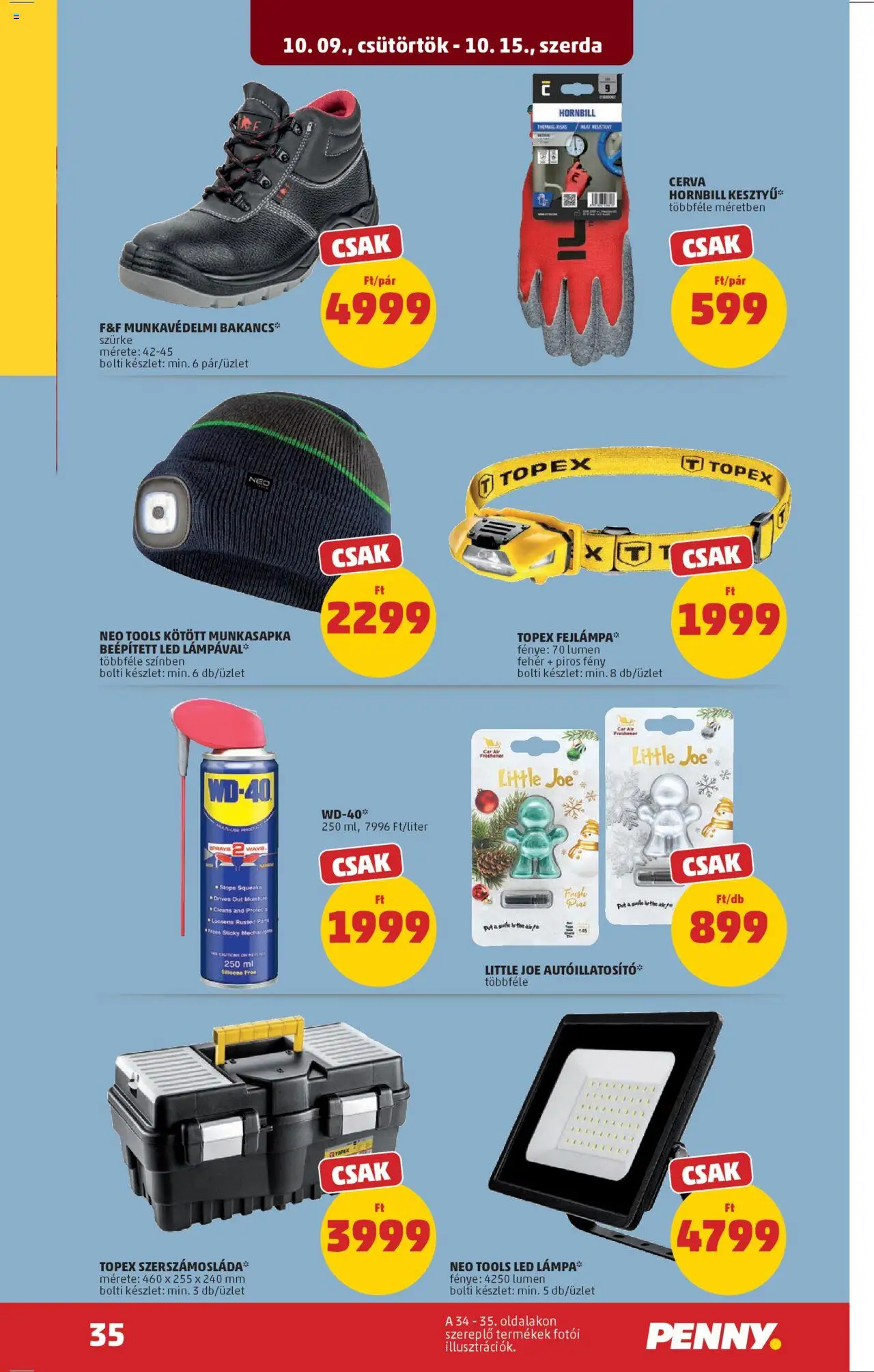 PENNY akciós ujság - amely érvényes a következő dátumtól: 09.10.2025 | Oldal: 39 | Termékek: Fejlámpa, Bakancs, Led lámpa, Lámpa