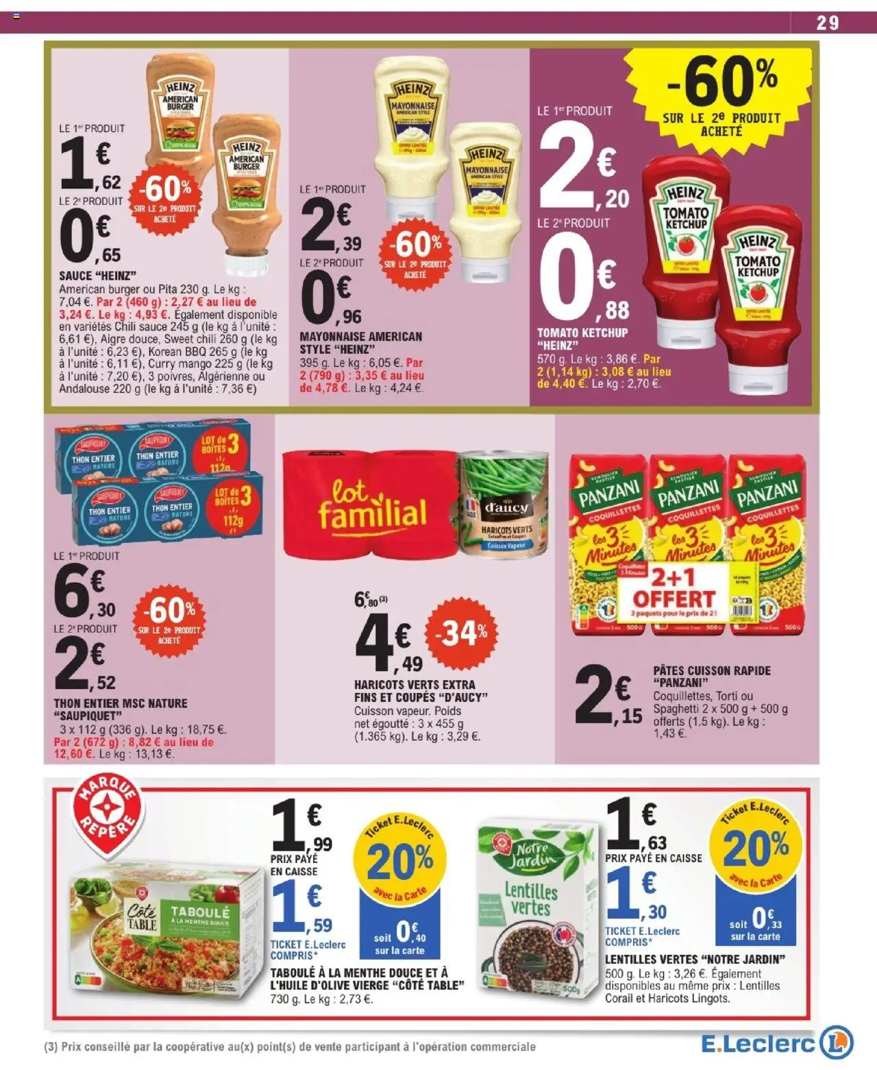  | Page: 29 | Produits: Curry, Coquillettes, Pâtes, Ketchup