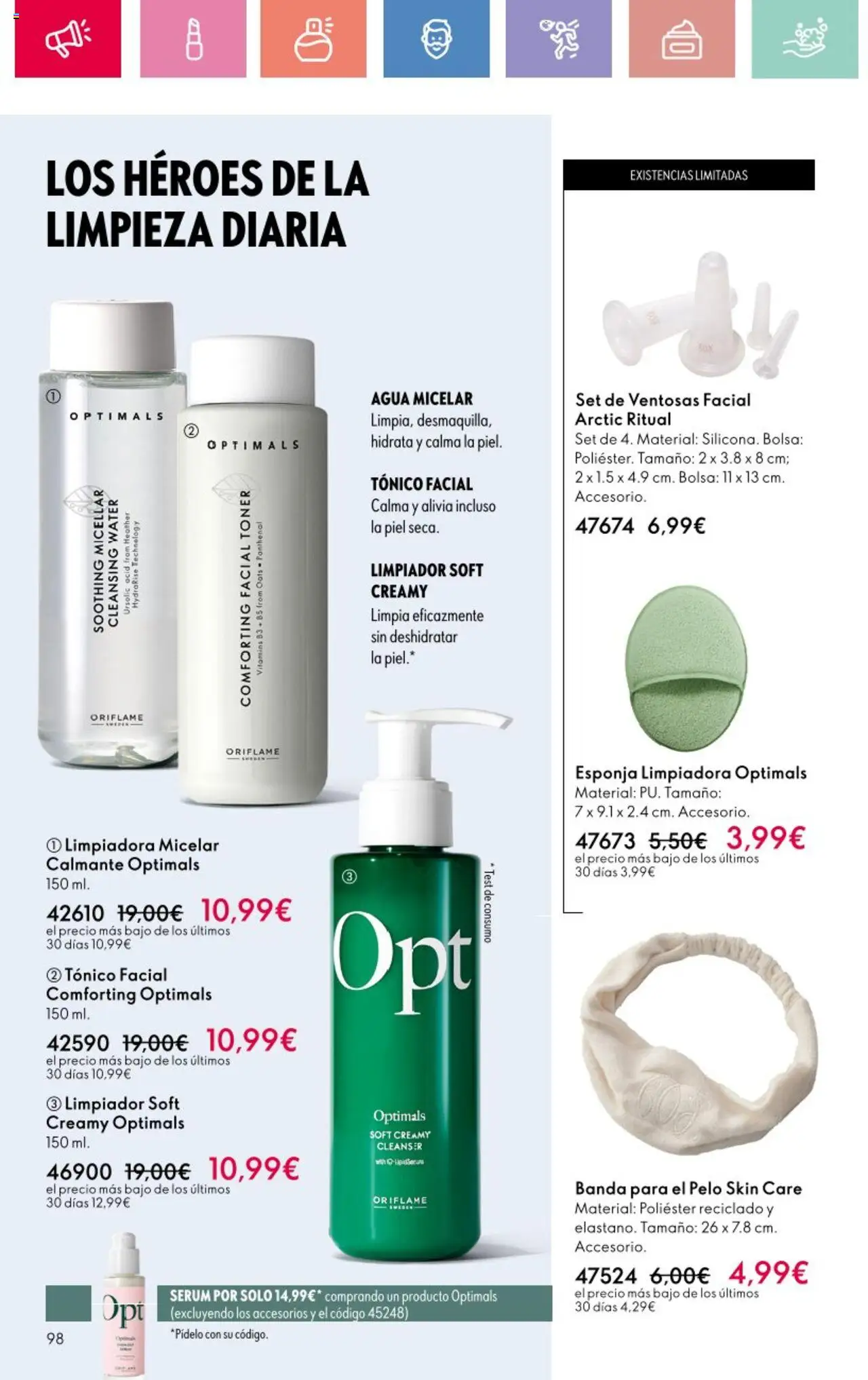 Oriflame - Catálogo Campaña 11 │ válido desde el 03.08.2025 | Página: 98 | Productos: Esponja, Agua micelar, Sérum, Bolsa