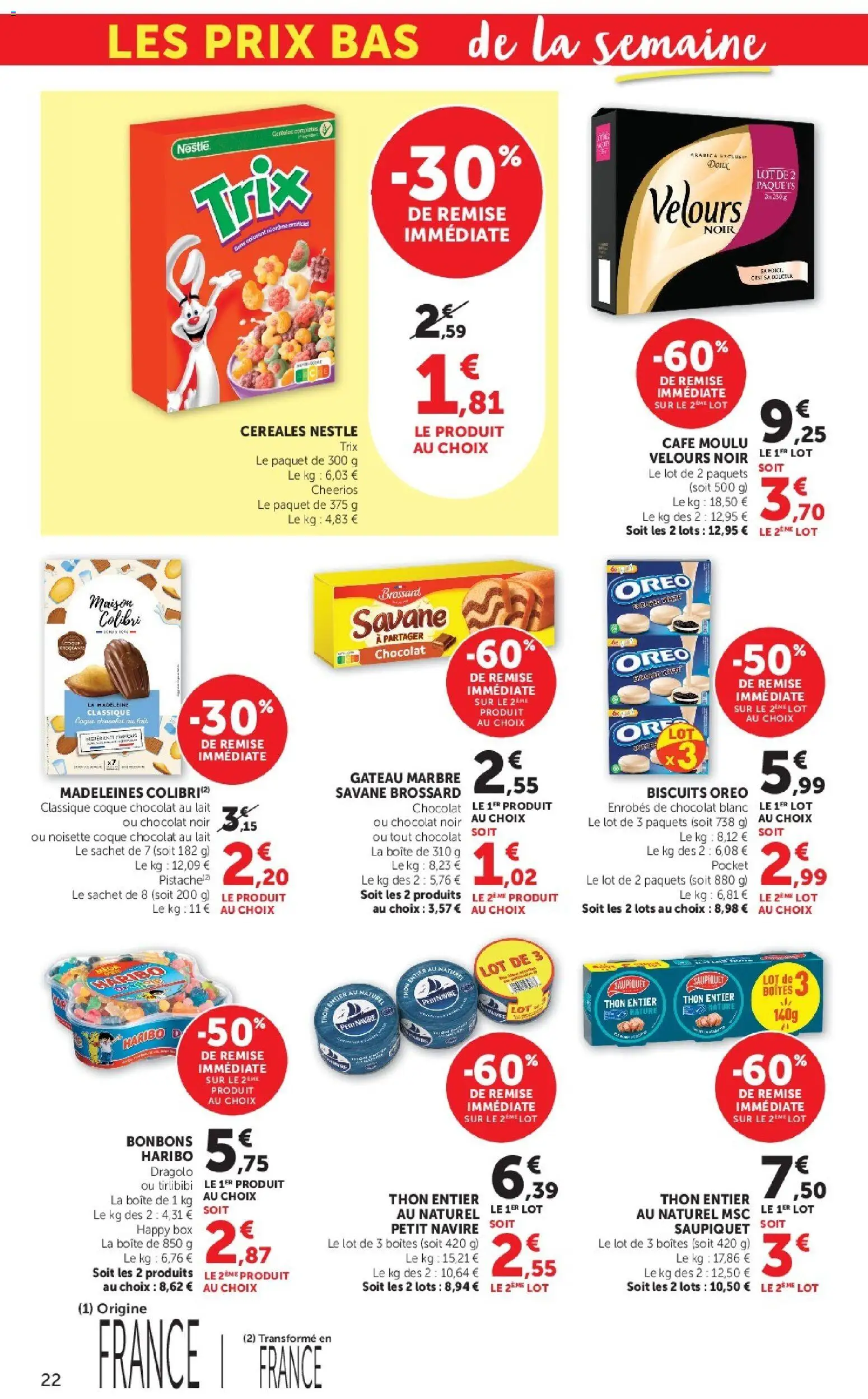 {H1} | Page: 22 | Produits: Noisette, Café moulu, Bonbons, Céréales