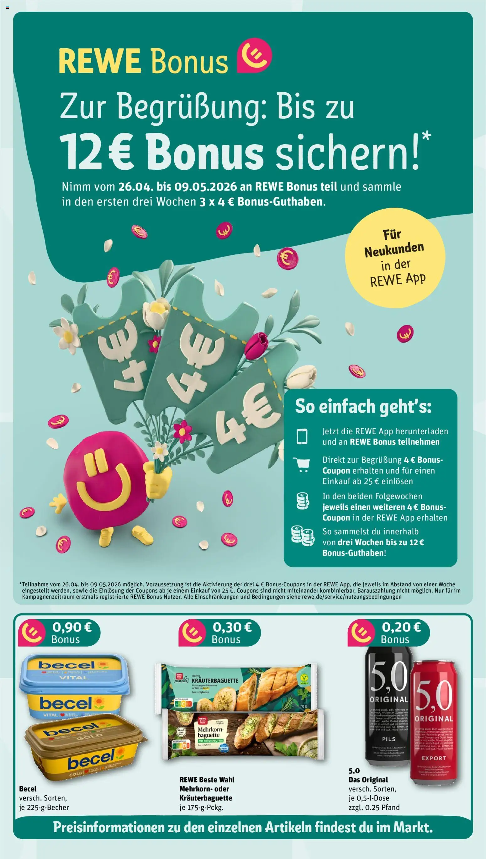 Rewe Prospekt 	 – gültig ab 27.04.2026 | Seite: 3 | Produkte: Margarine, Pils, Baguette, Kräuterbutter