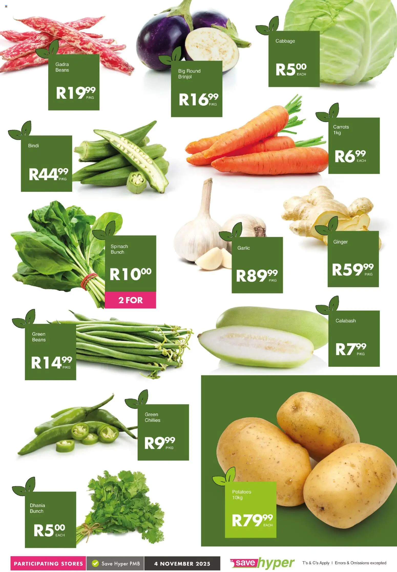New Save catalogue – valid from 04.11.2025 | Page: 4 | Products: Beans, Carrots, Potatoes, Garlic
