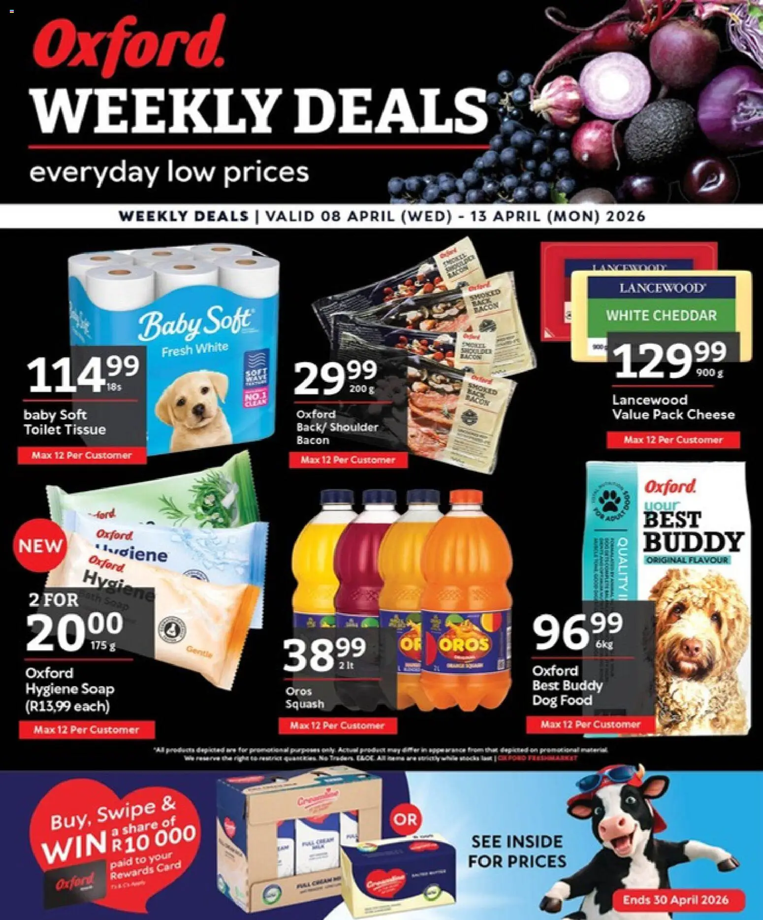 New Oxford Freshmarket catalogue – valid from 08.04.2026 | Page: 1 | Products: Squash, Toilet, Cheese, Dog food