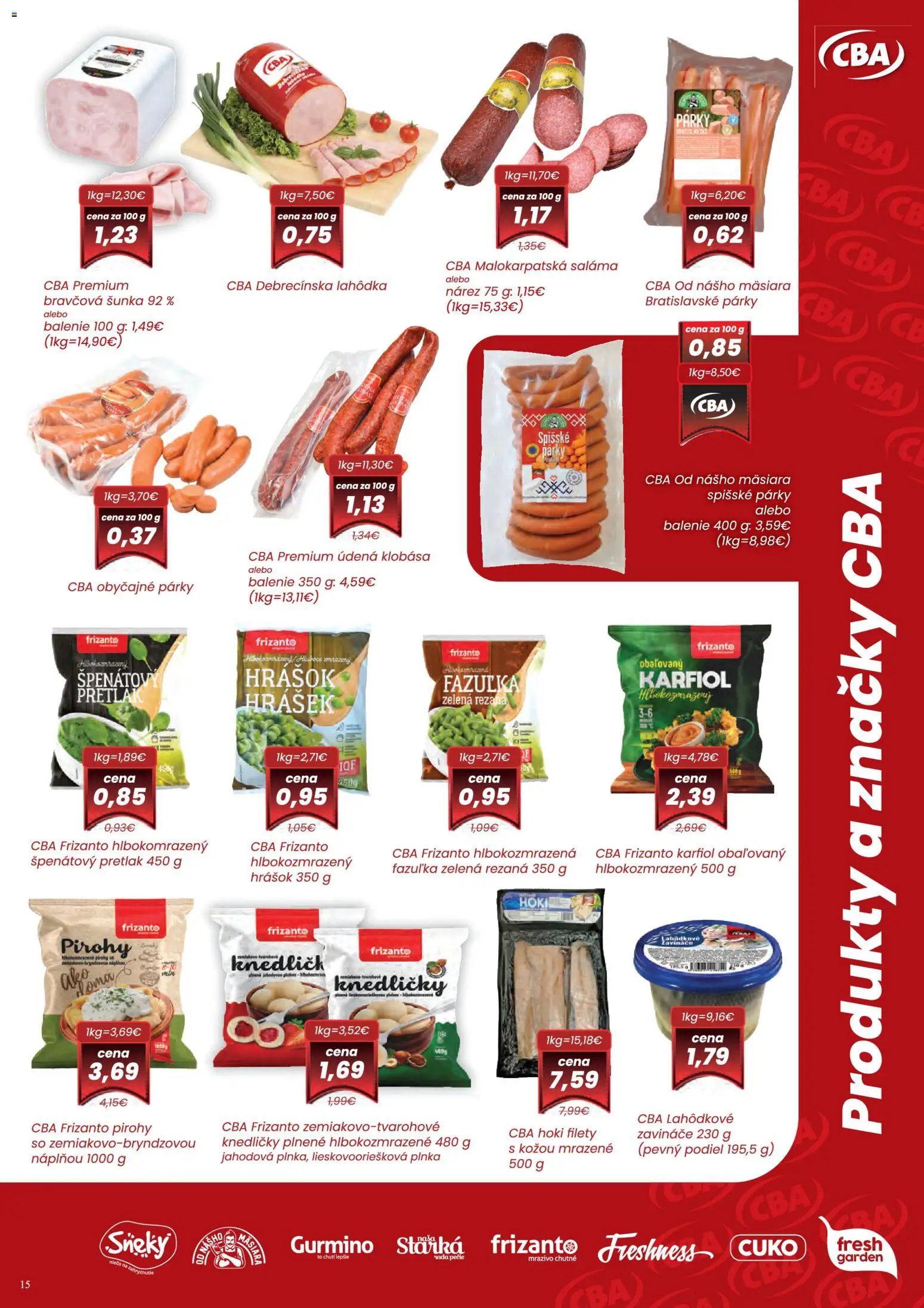 Nové Nitrazdroj akcie – leták je platný od 05.03.2026 | Strana: 15 | Produkty: Saláma, Klobása, Hrášok, Párky