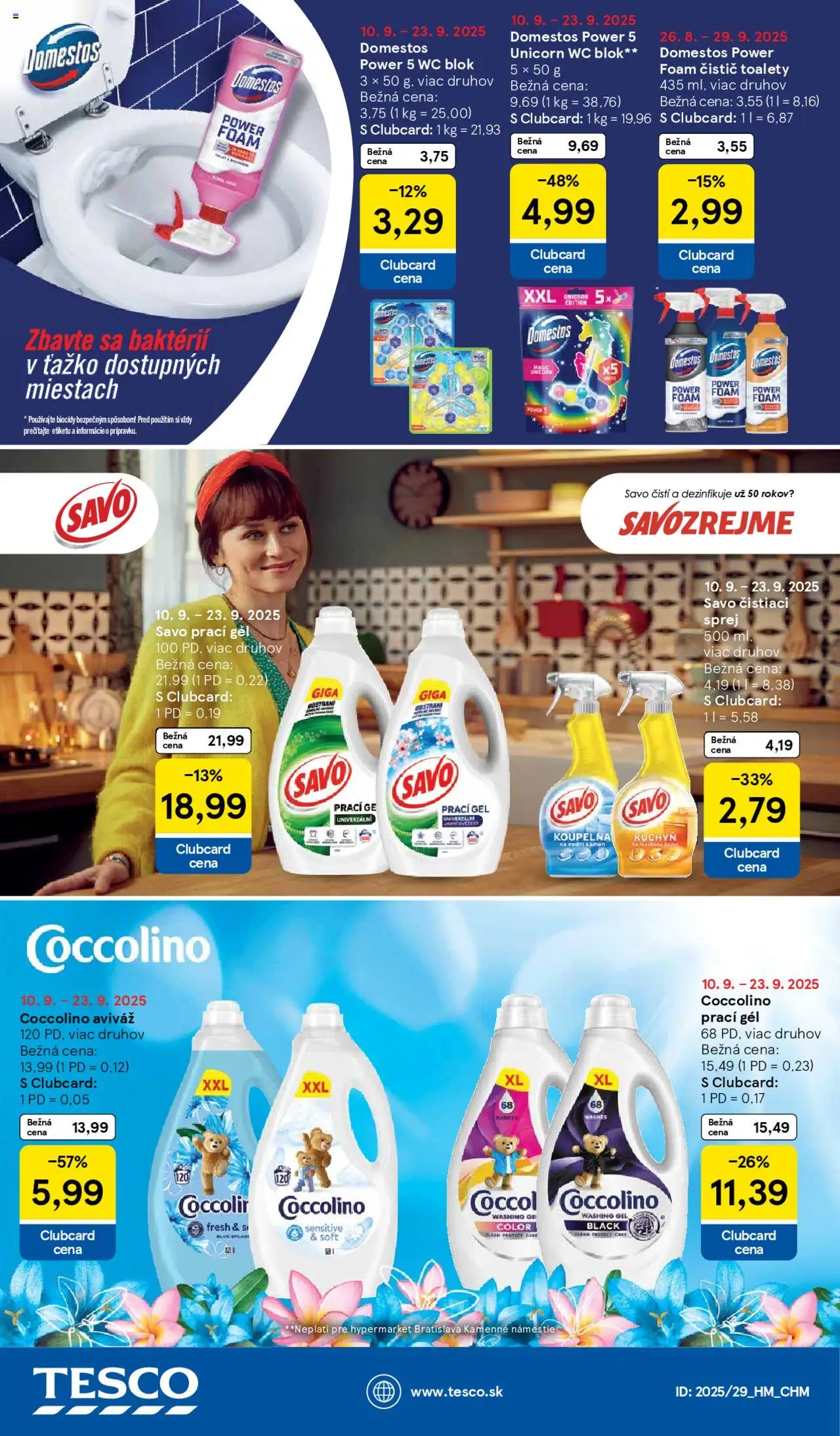 Nové Tesco akcie – leták je platný od 10.09.2025 | Strana: 38 | Produkty: Wc, Aviváž, Wc blok, Domestos