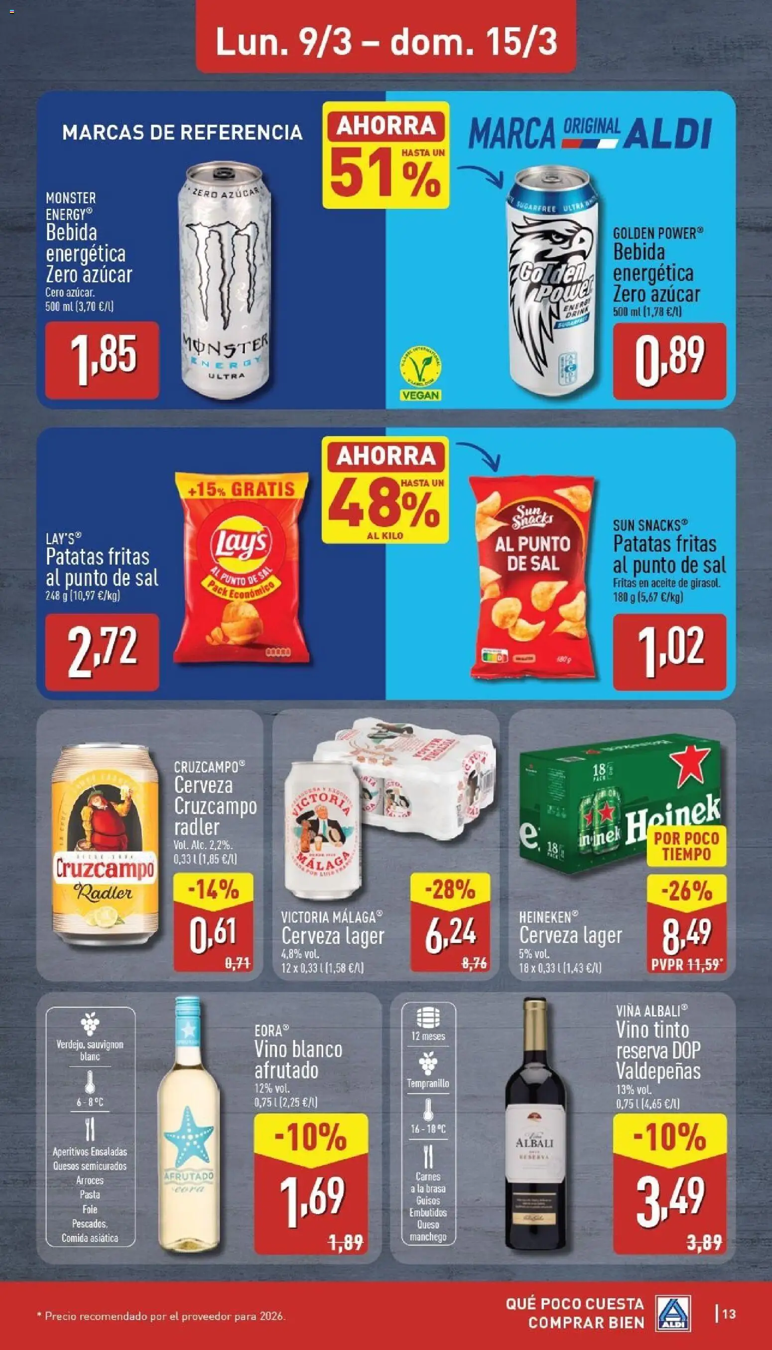 Aldi folleto Canarias │ válido desde el 09.03.2026 | Página: 13 | Productos: Queso, Pasta, Νυχτικό, Σπανάκι