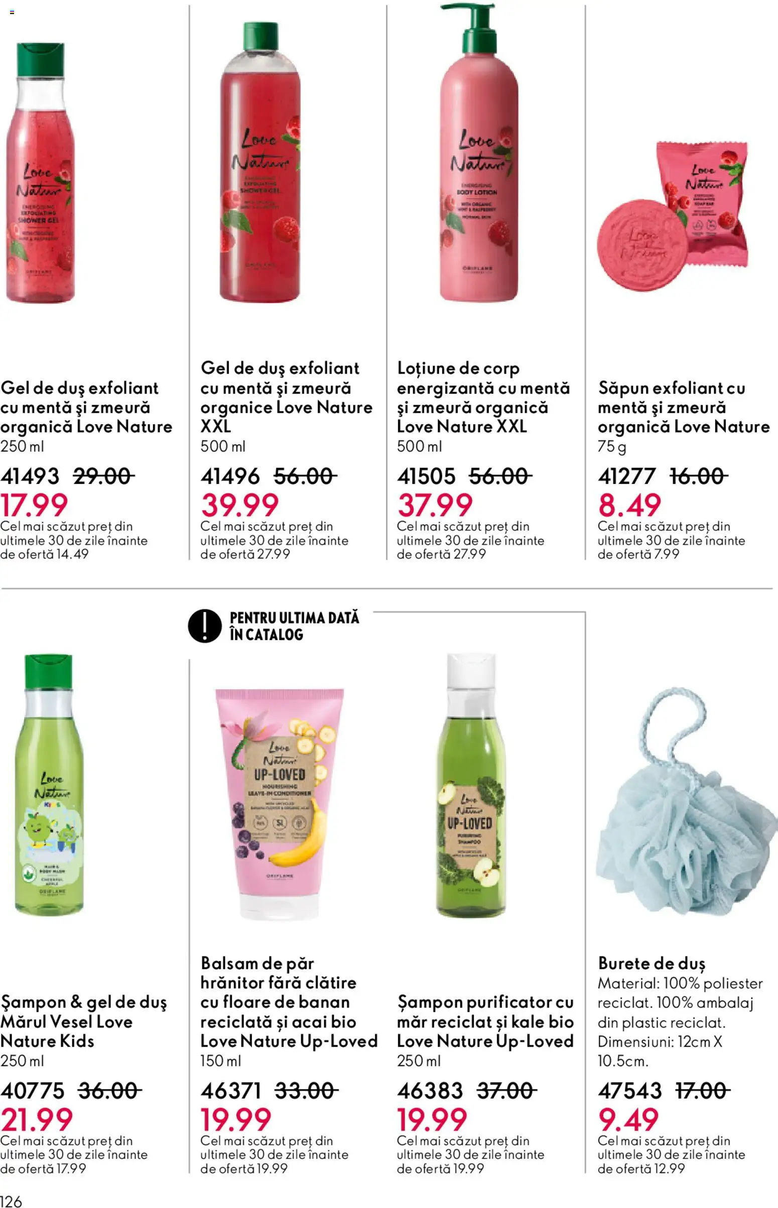 Noul catalog Oriflame – valabil de la 15.04.2026 | Pagină: 126 | Produse: Zmeură, Exfoliant, Săpun, Gel de duș