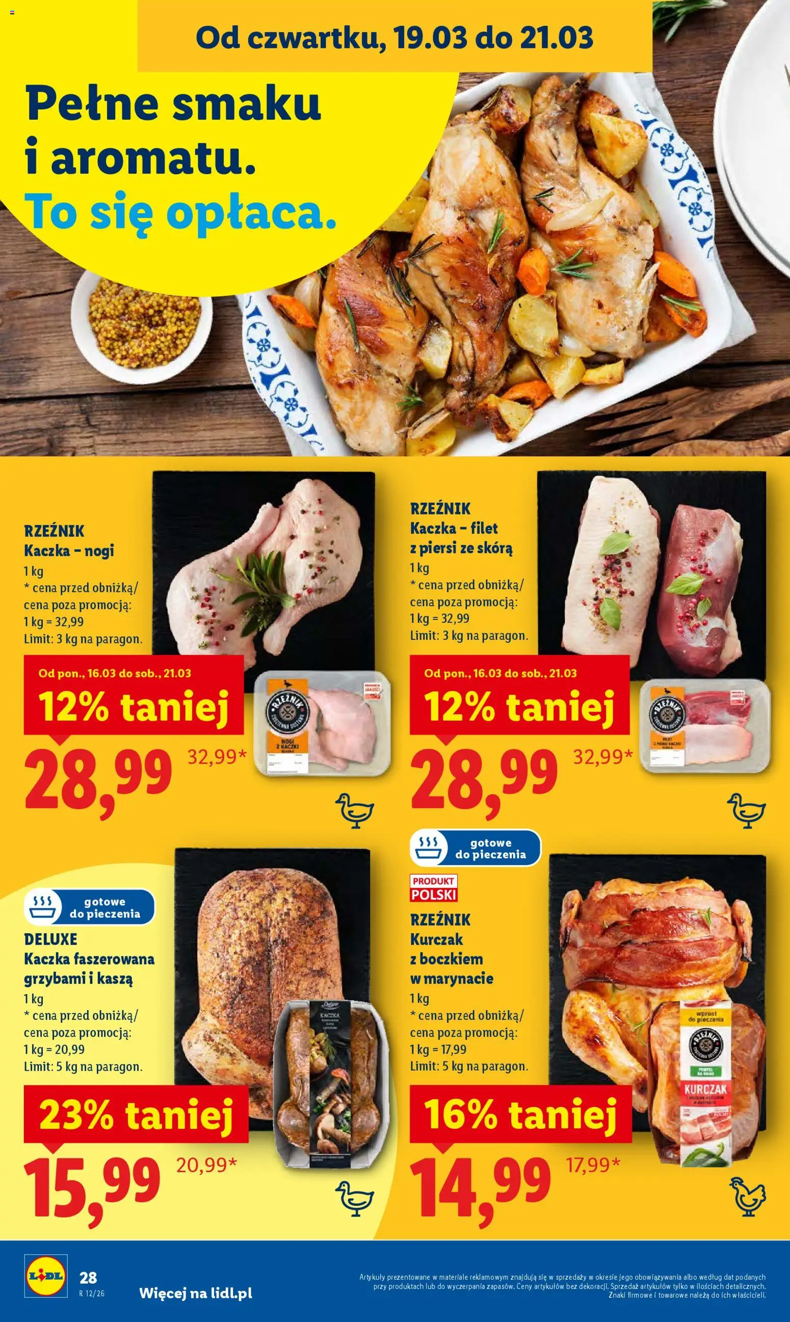 Lidl gazetka od 19.03.2026 | Strona: 28 | Produkty: Kasza, Kurczak, Piersi, Kaczka
