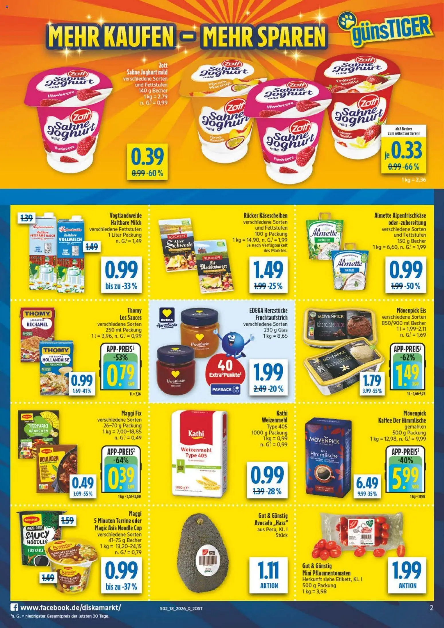 Diska - Diska Angebote Sachsen-Thüringen KW18 – gültig ab 27.04.2026 | Seite: 2 | Produkte: Hahnchen, Maggi, Haltbare milch, Movenpick eis