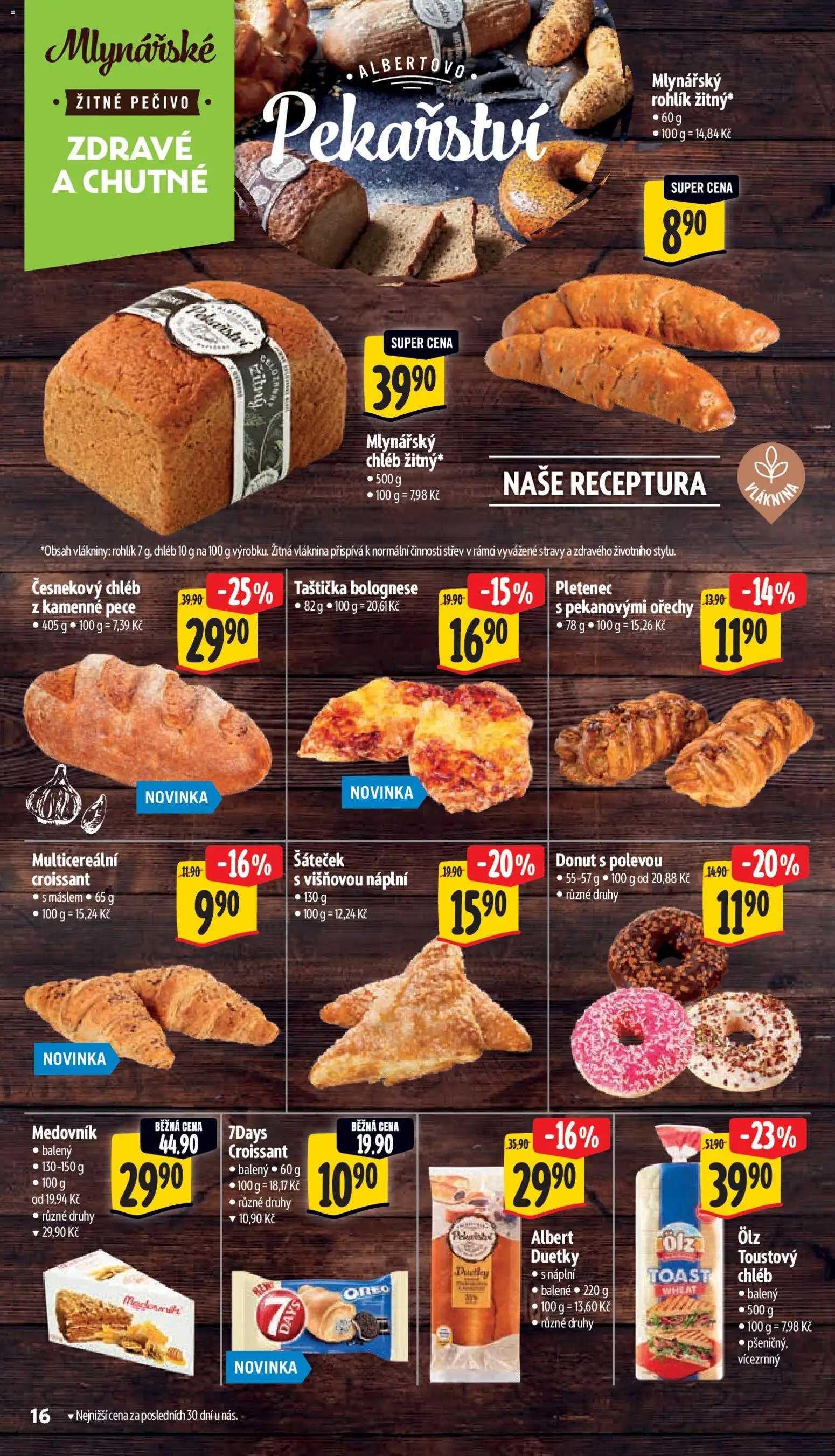 Albert leták - Supermarket od 18.03.2026 | Strana: 24 | Produkty: Donut, Rohlík, Croissant, Mlynářský chléb