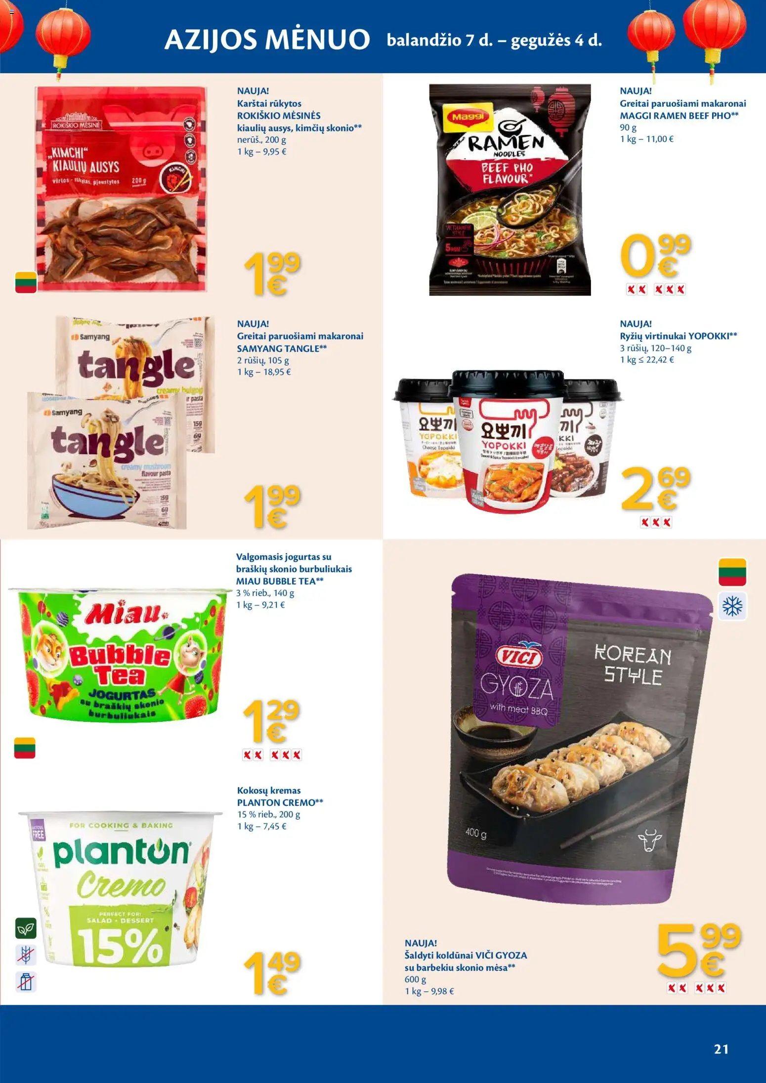 MAXIMA akcijos nuo 14.04.2026 | Puslapis: 21 | Prekių: Kremas, Jogurtas, Greitai paruošiami makaronai, Makaronai