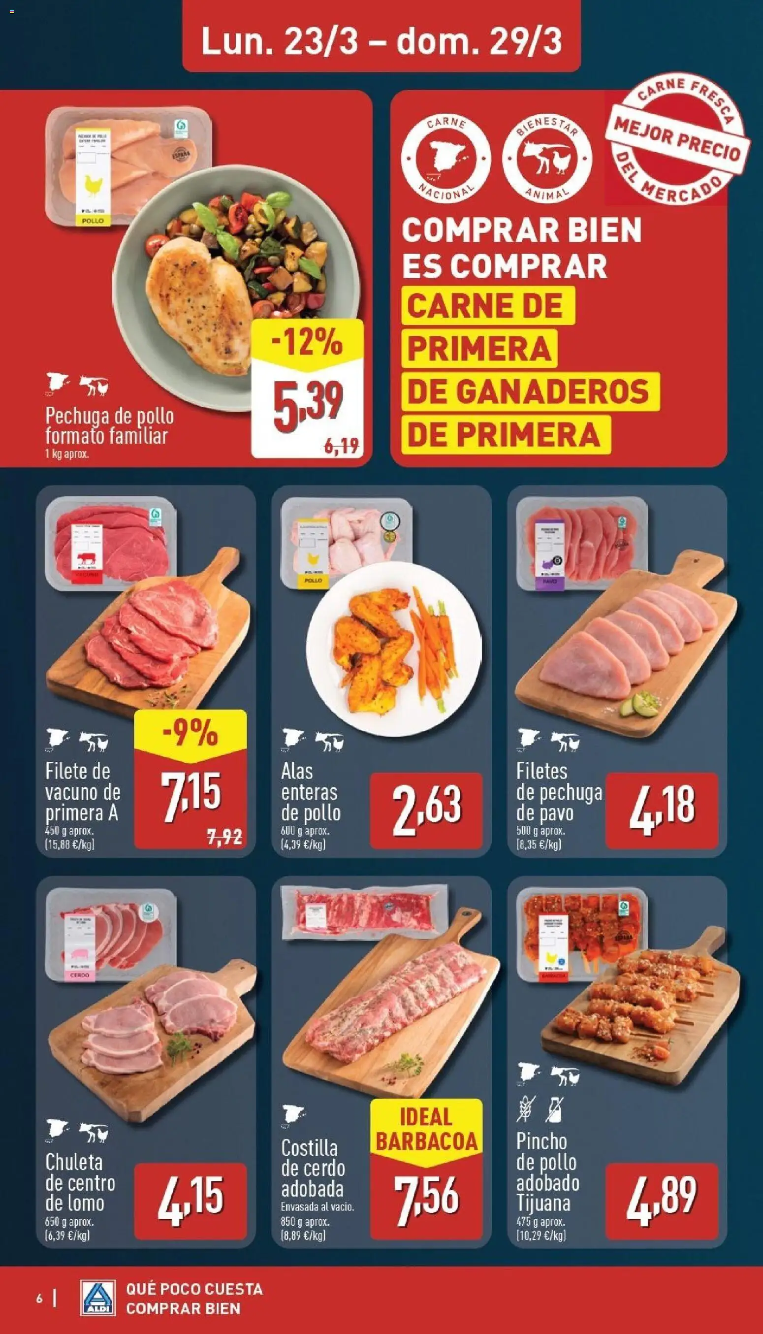 Aldi folleto Baleares │ válido desde el 23.03.2026 | Página: 6 | Productos: Cerdo, Costilla de cerdo, Barbacoa, Filete