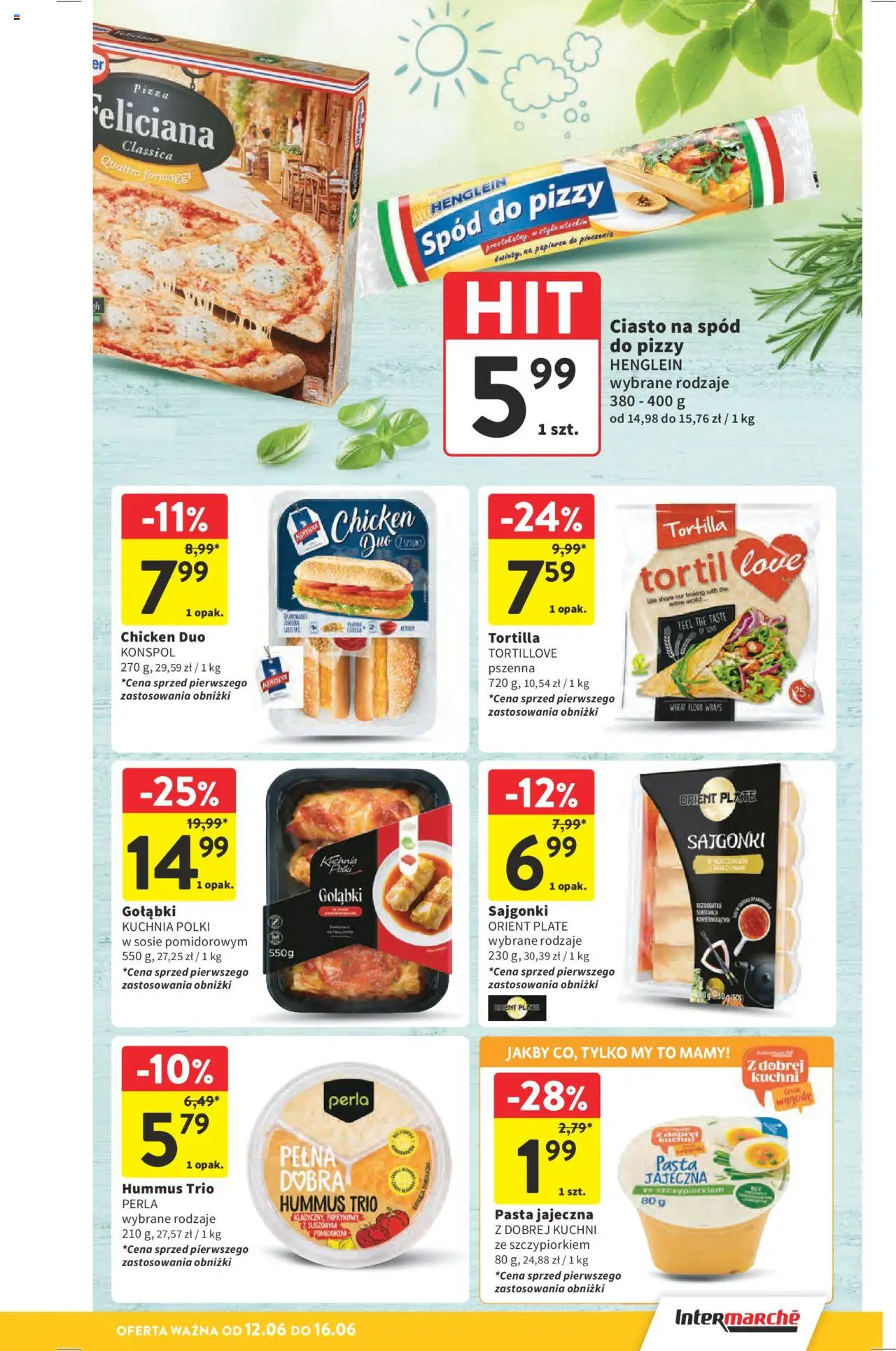 Intermarche Gazetka od 12.06.2025 | Strona: 21 | Produkty: Sajgonki, Spód do pizzy, Hummus, Pizza