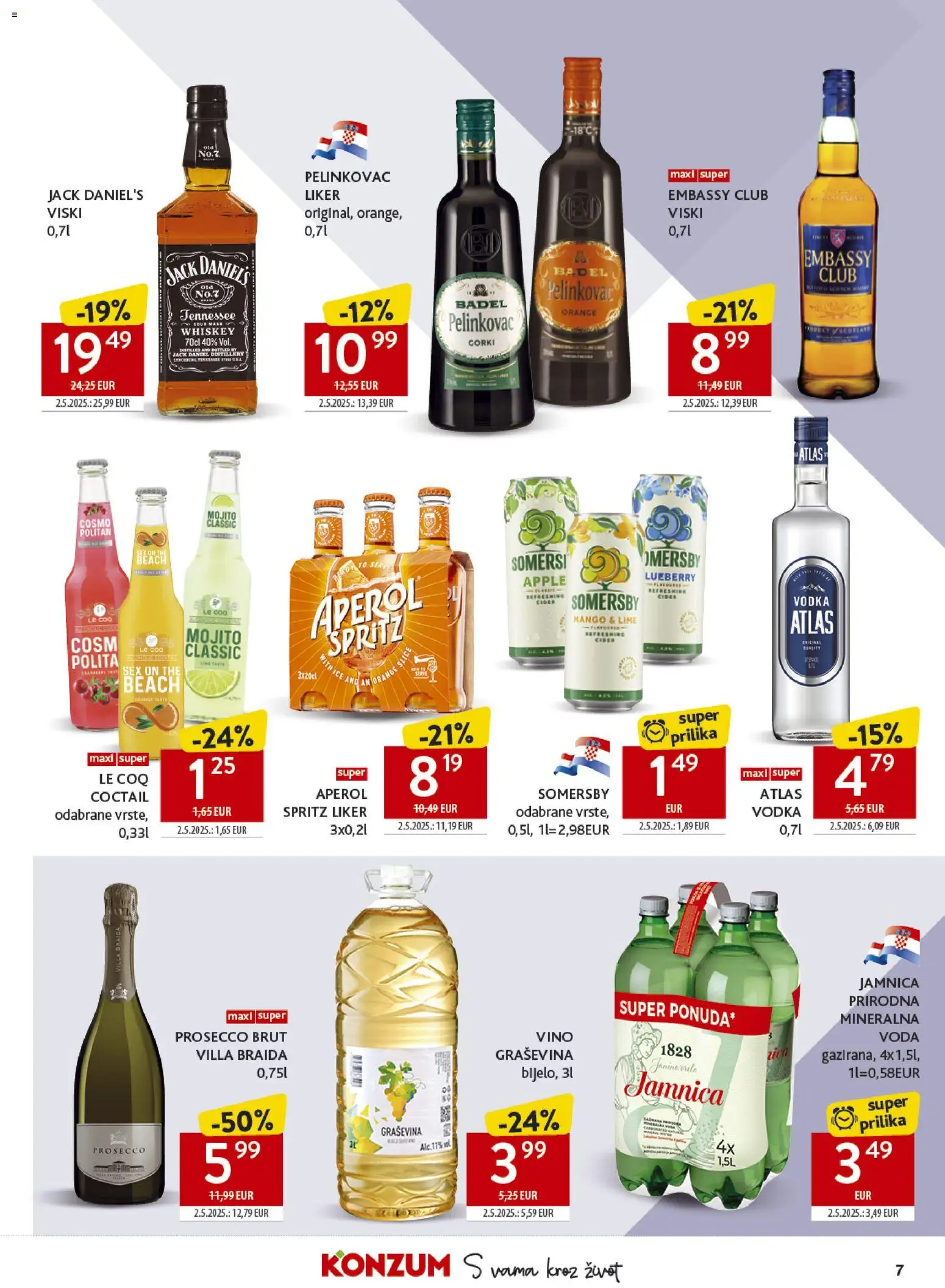 Konzum HR akciós ujság - amely érvényes a következő dátumtól: 29.04.2026 | Oldal: 7 | Termékek: Lime, Aperol, Whiskey, Vodka