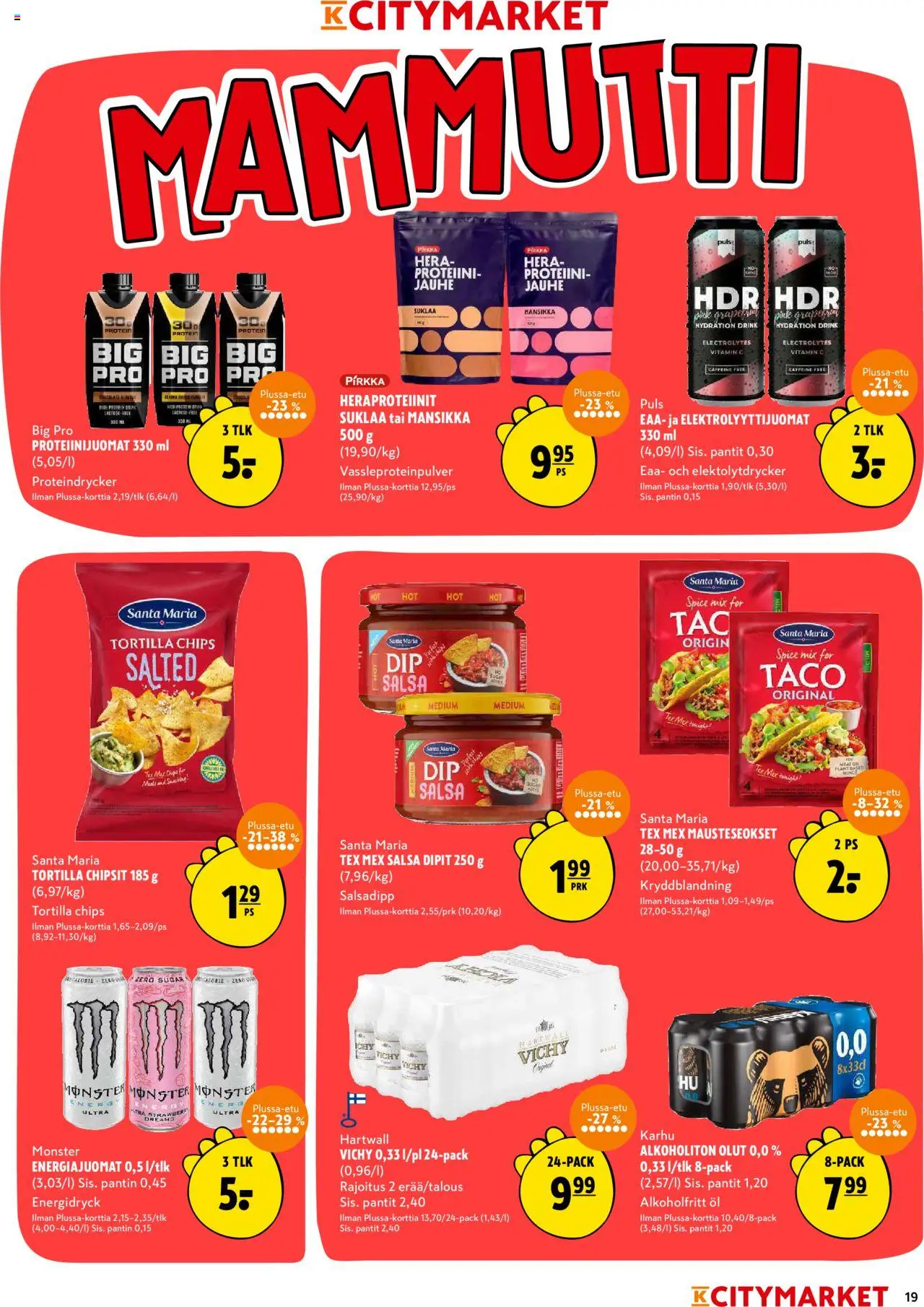  | Sivu: 19 | Tuotteet: Salsa, Alkoholiton olut, Olut, Tortilla