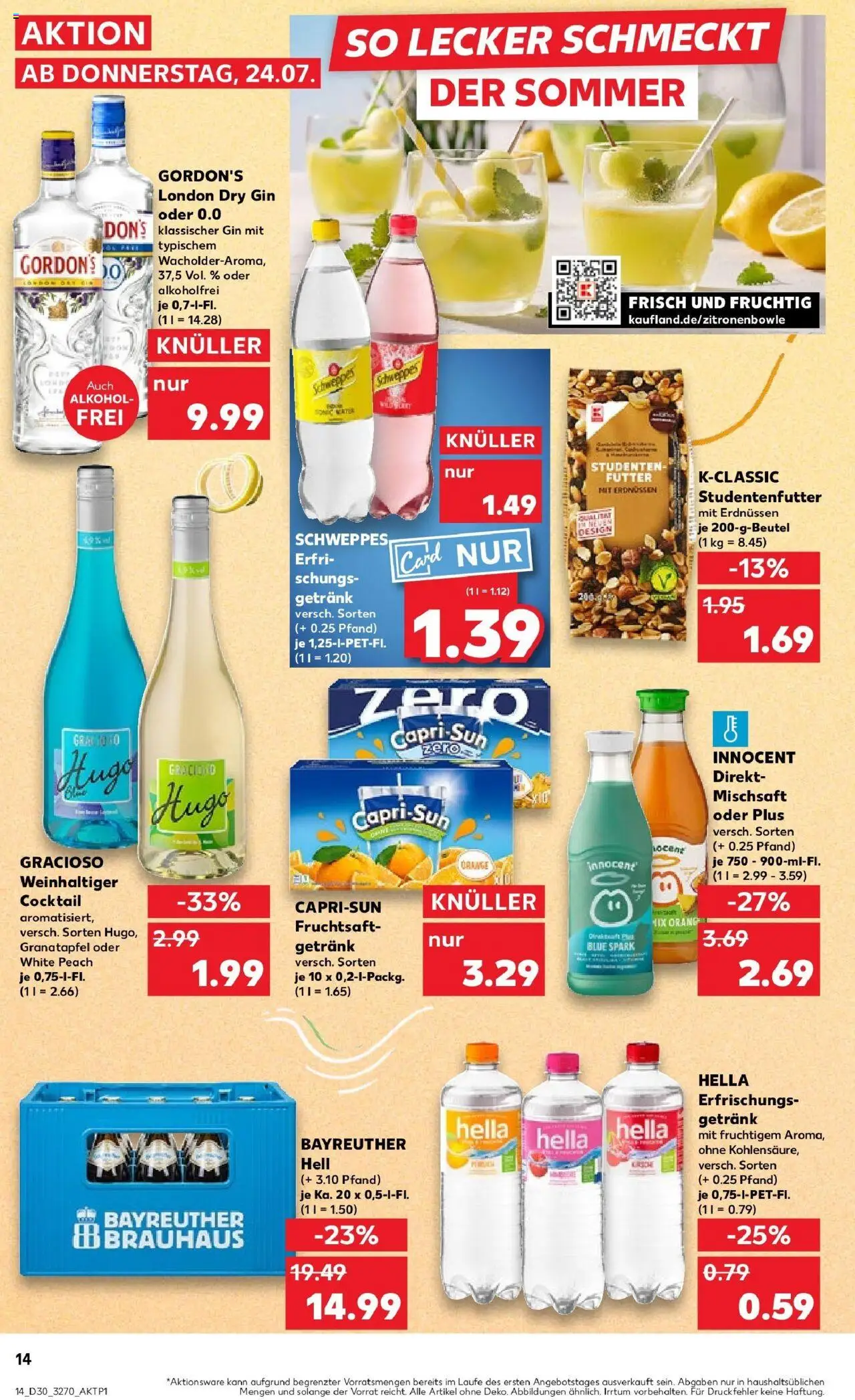 Kaufland prospekt Brandenburg An Der Havel	 - gültig ab dem 27.07.2025 | Seite: 37 | Produkte: Bayreuther hell, Granatapfel, Gin, Fruchtsaft