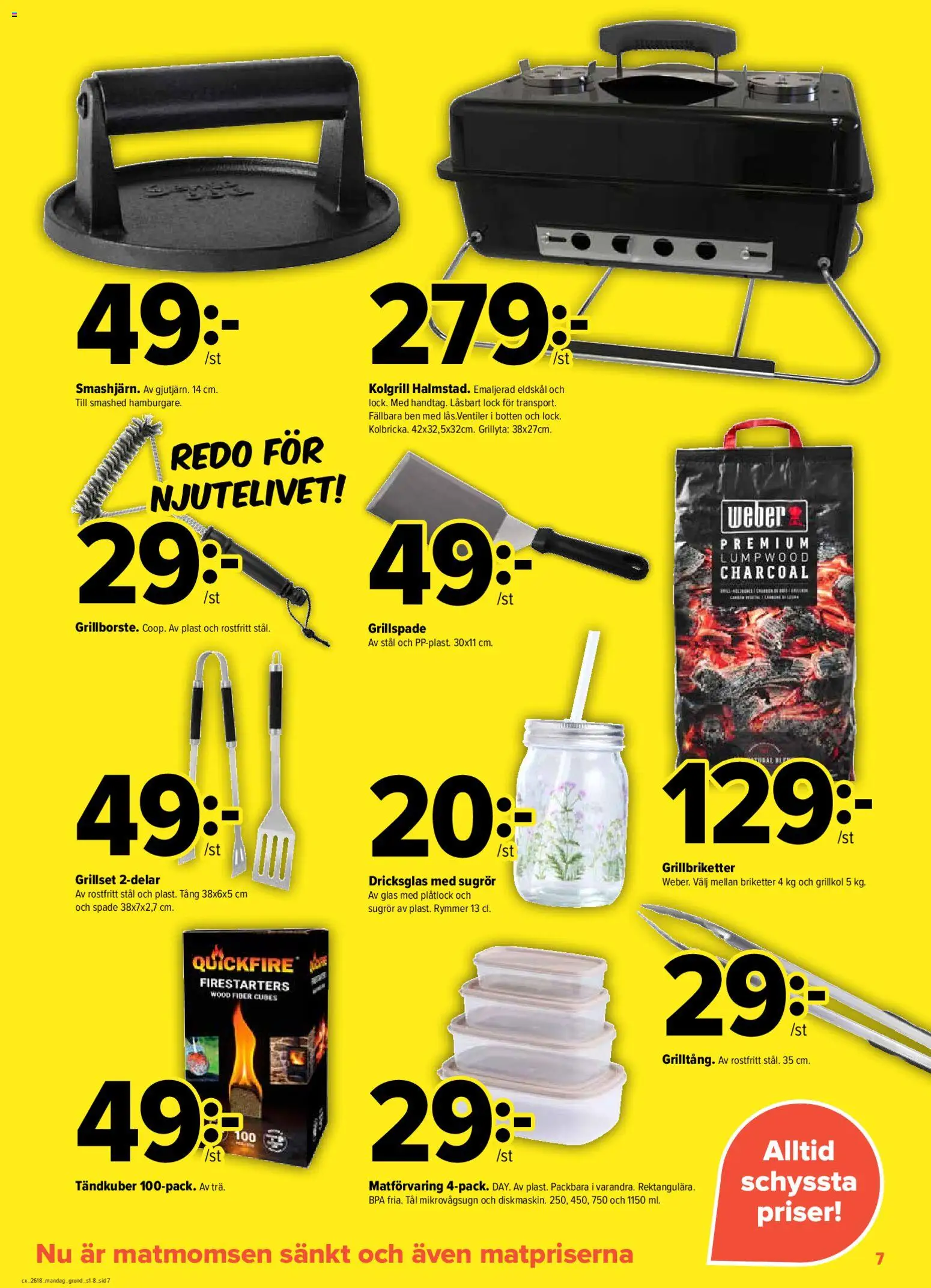 Coop X:-TRA reklamblad aktuell från 27.04.2026 | Sida: 7 | Produkter: Grillkol, Briketter, Kolgrill, Mikrovågsugn