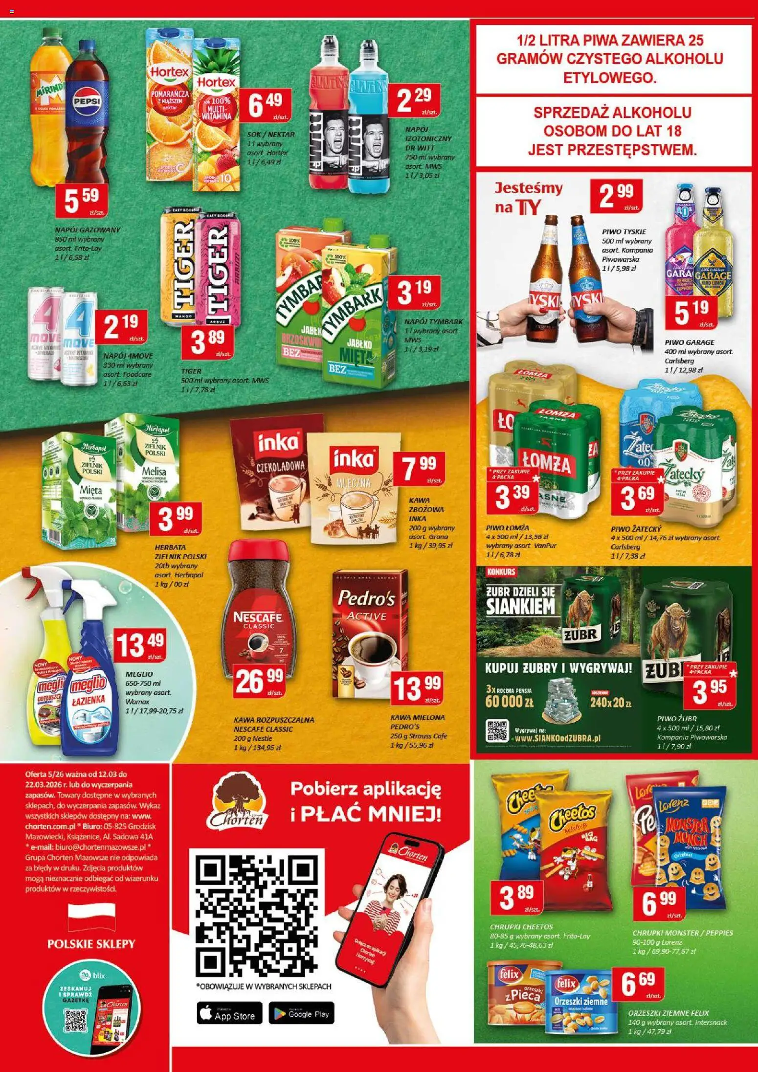 Chorten gazetka od 12.03.2026 | Strona: 4 | Produkty: Piwo żubr, Pepsi, Herbata, Melisa