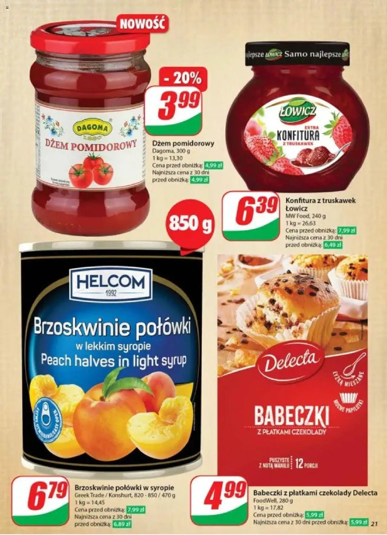 Dino Gazetka od 28.05.2025 | Strona: 21 | Produkty: Czekolady, Dżem, Babeczki, Brzoskwinie